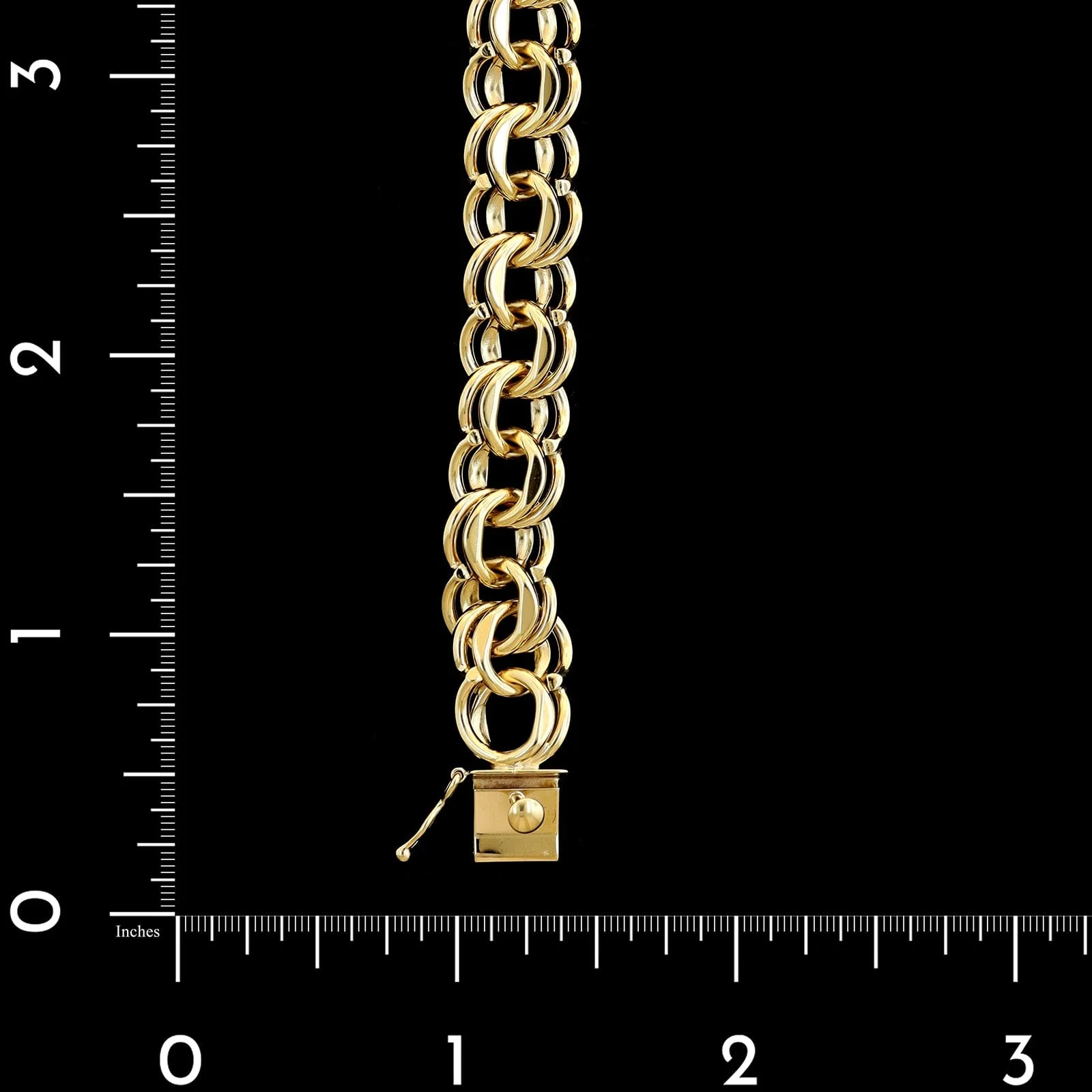 14K Yellow Gold Estate Double Link Charm Bracelet - Image 3