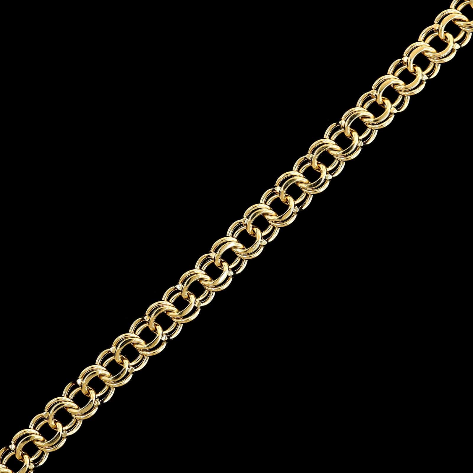 14K Yellow Gold Estate Double Link Charm Bracelet - Image 2