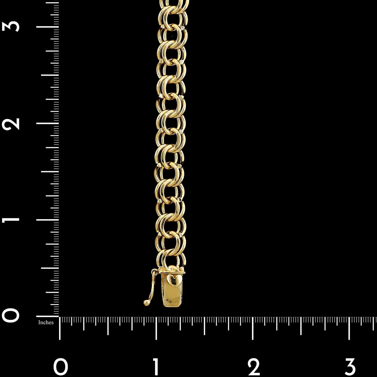 14K Yellow Gold Estate Double Link Charm Bracelet - Image 3