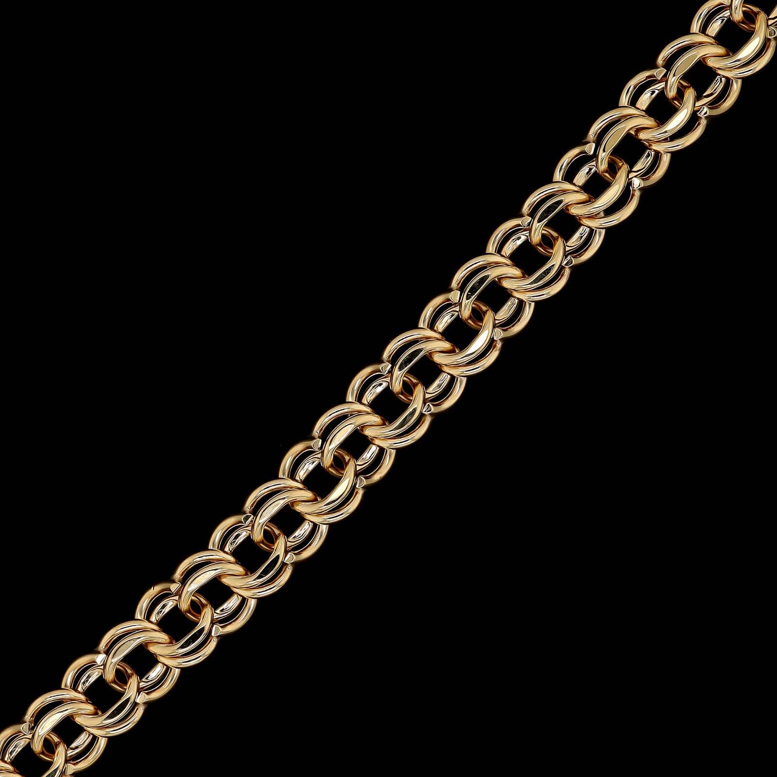 14K Yellow Gold Estate Double Link Charm Bracelet - Image 2