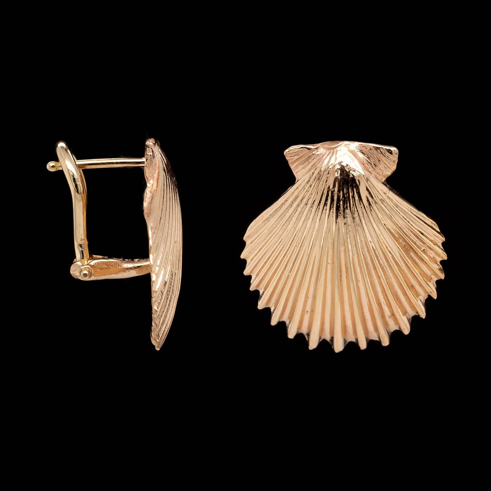 14K Yellow Gold Estate Shell Earrings
