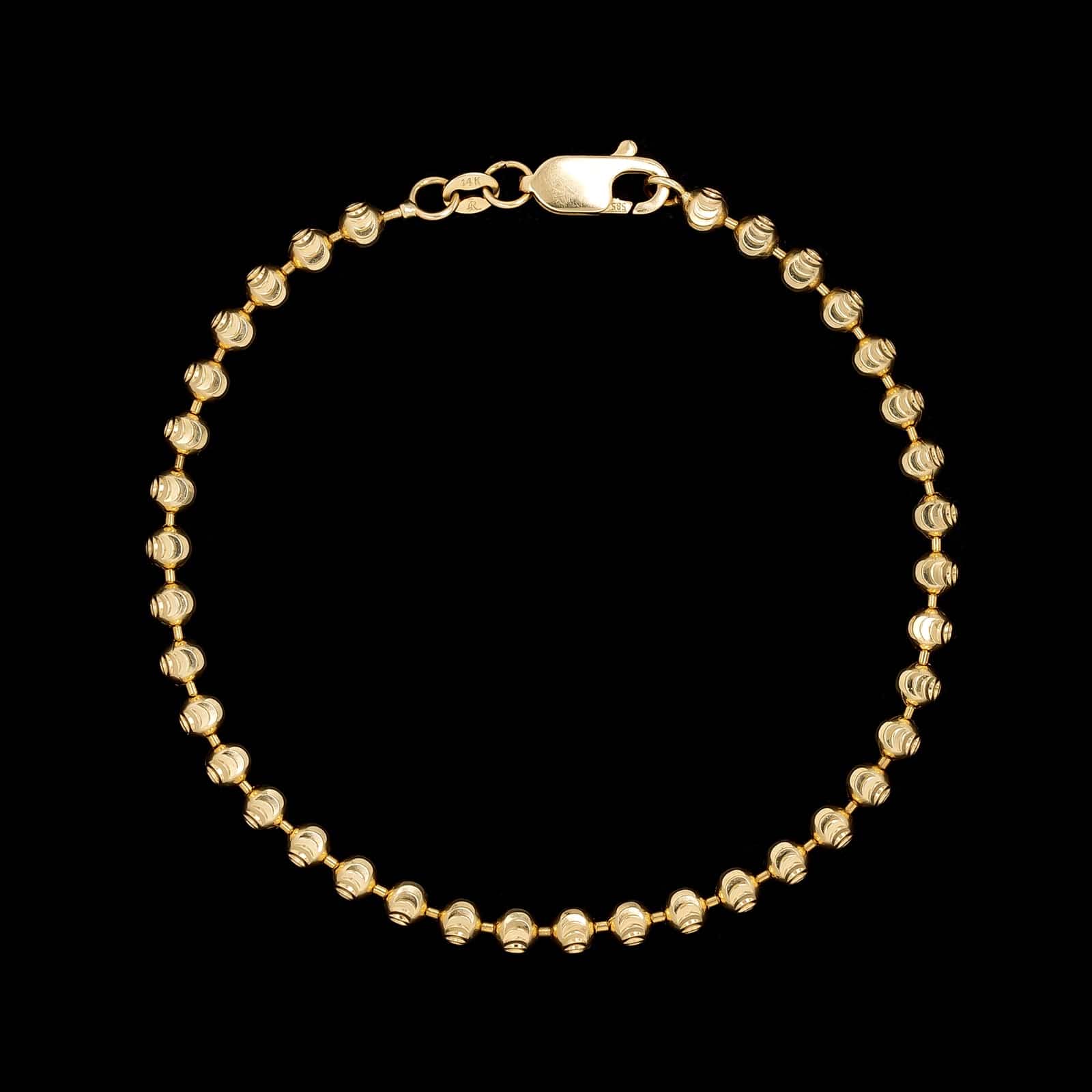 14K Yellow Gold Estate Fancy Link Beaded Bracelet