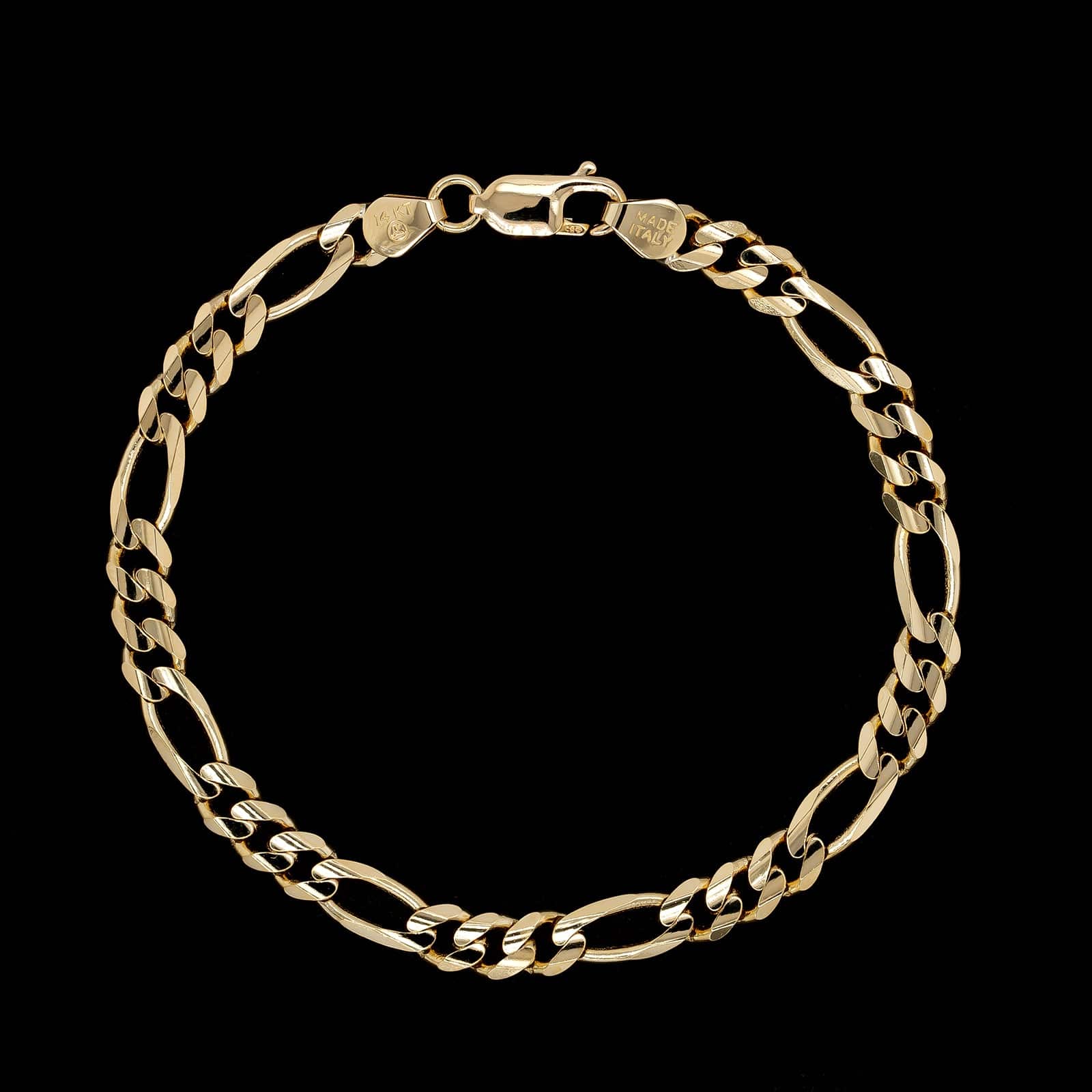 14K Yellow Gold Estate Figaro Link Bracelet