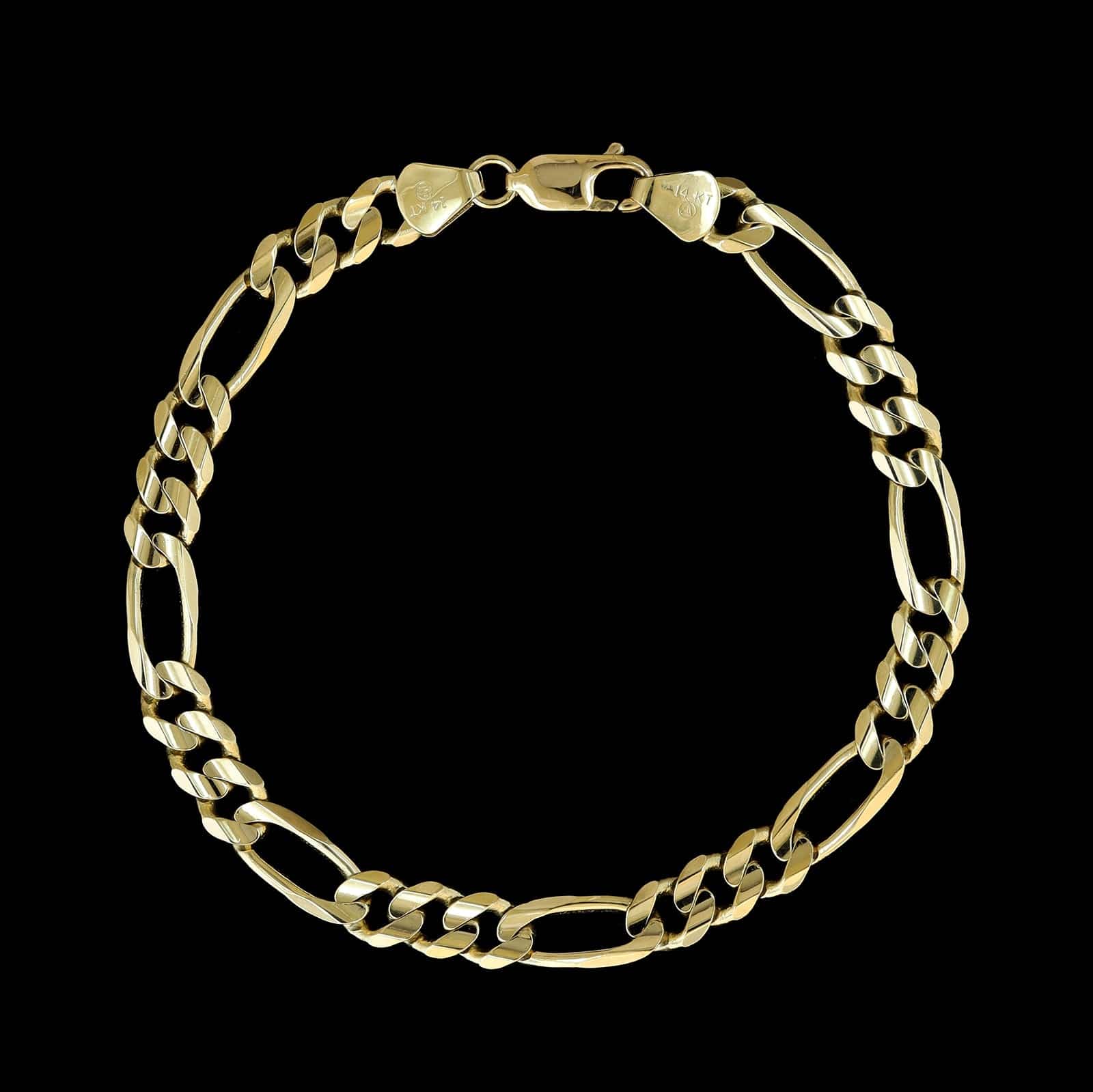 14K Yellow Gold Estate Figaro Link Bracelet