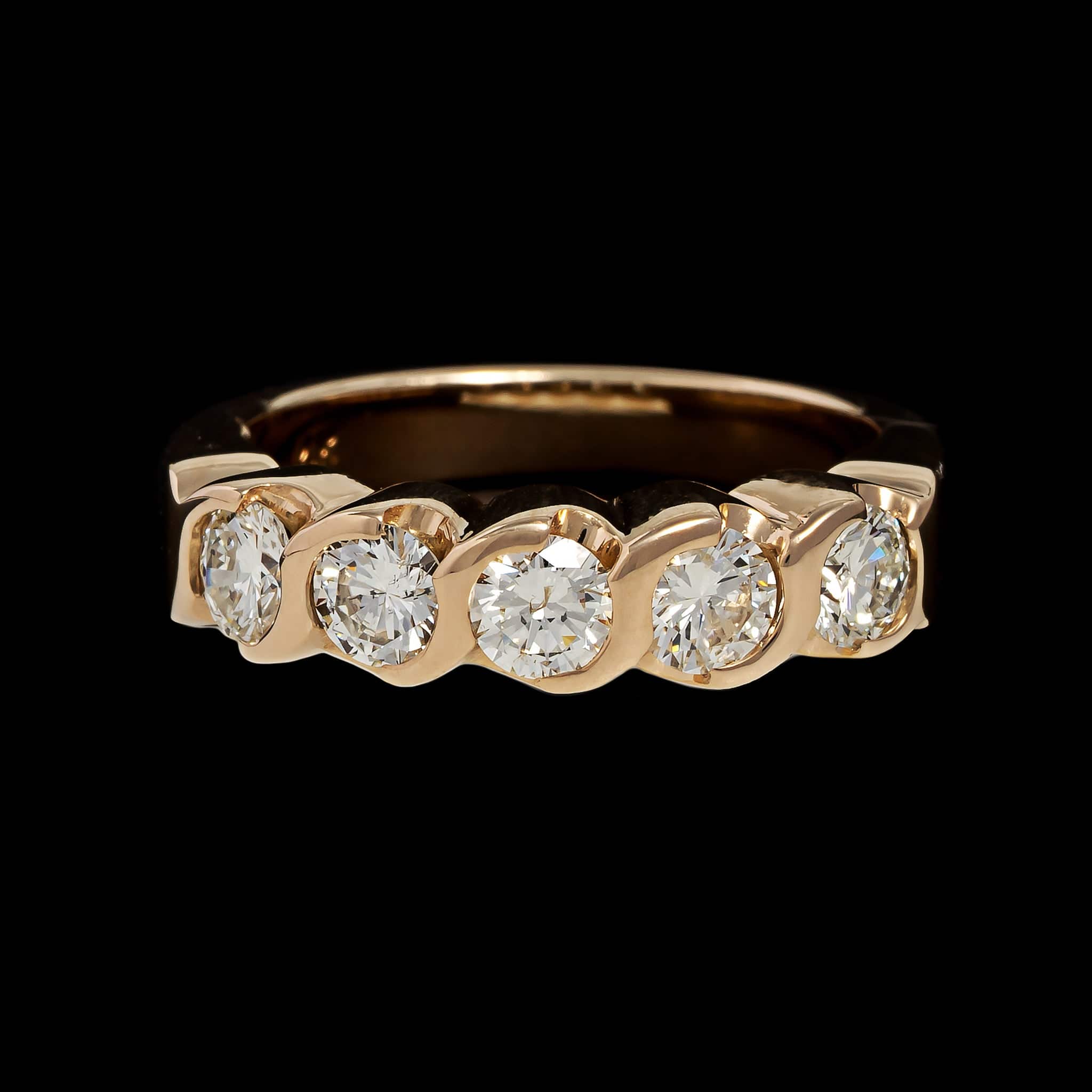 14K Yellow Gold Estate Five Stone Diamond Band