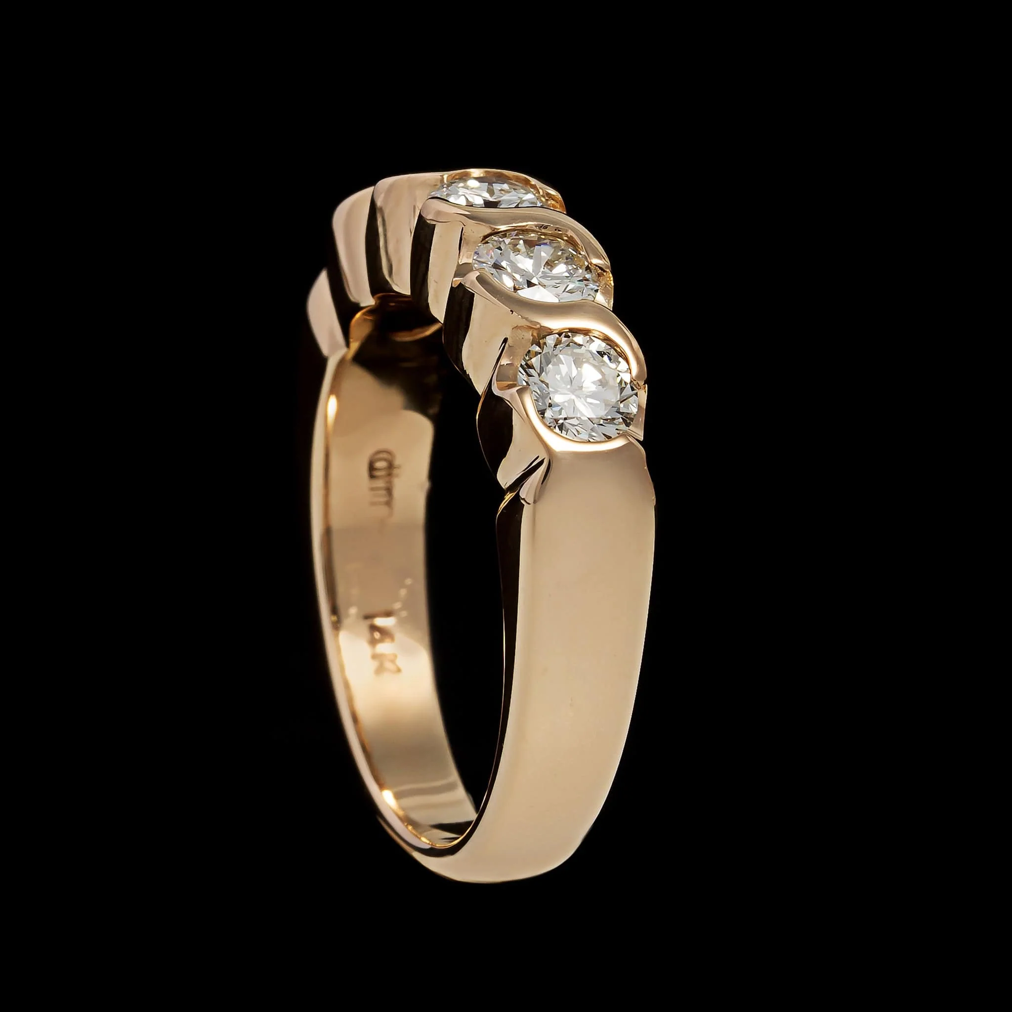 14K Yellow Gold Estate Five Stone Diamond Band - Image 2
