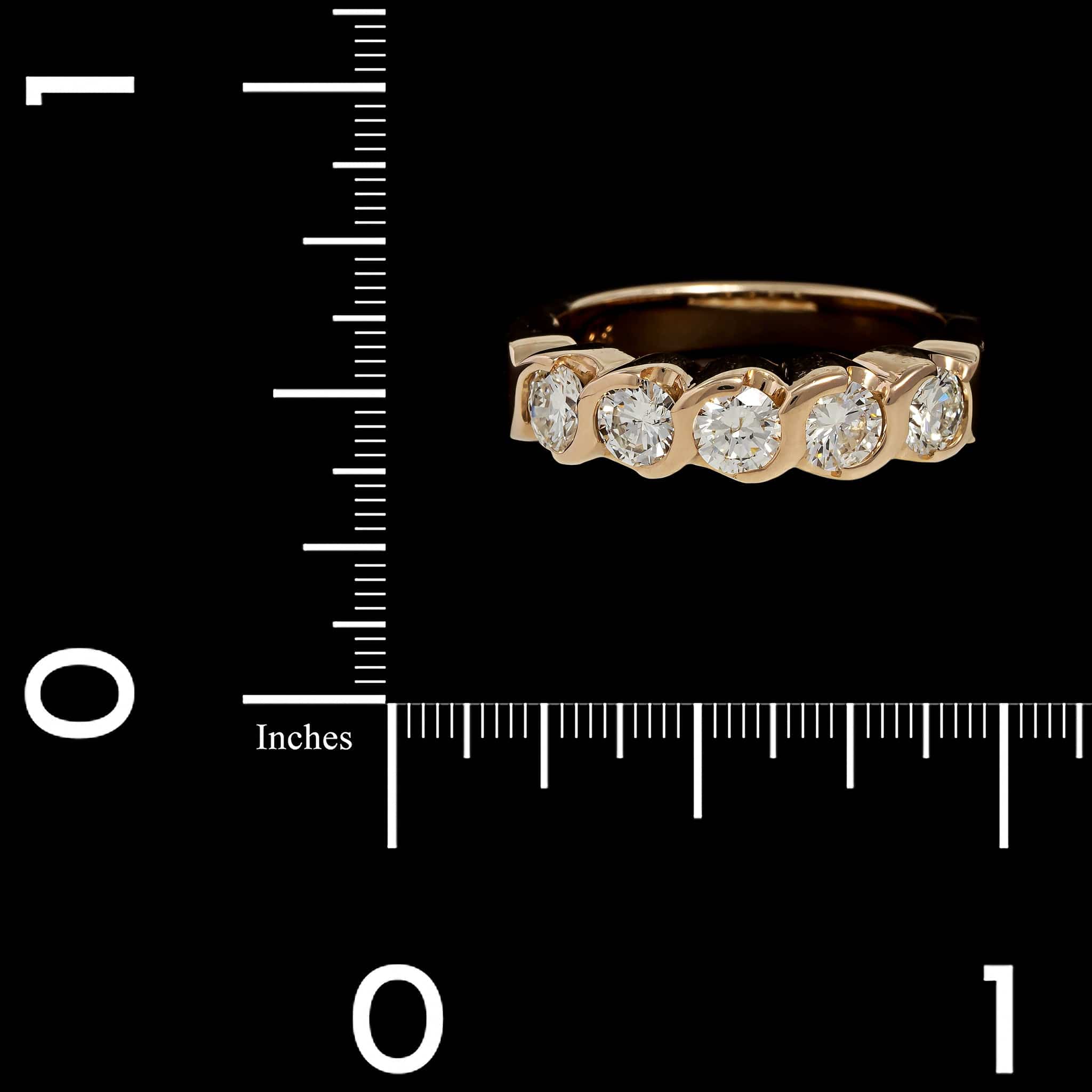 14K Yellow Gold Estate Five Stone Diamond Band - Image 3