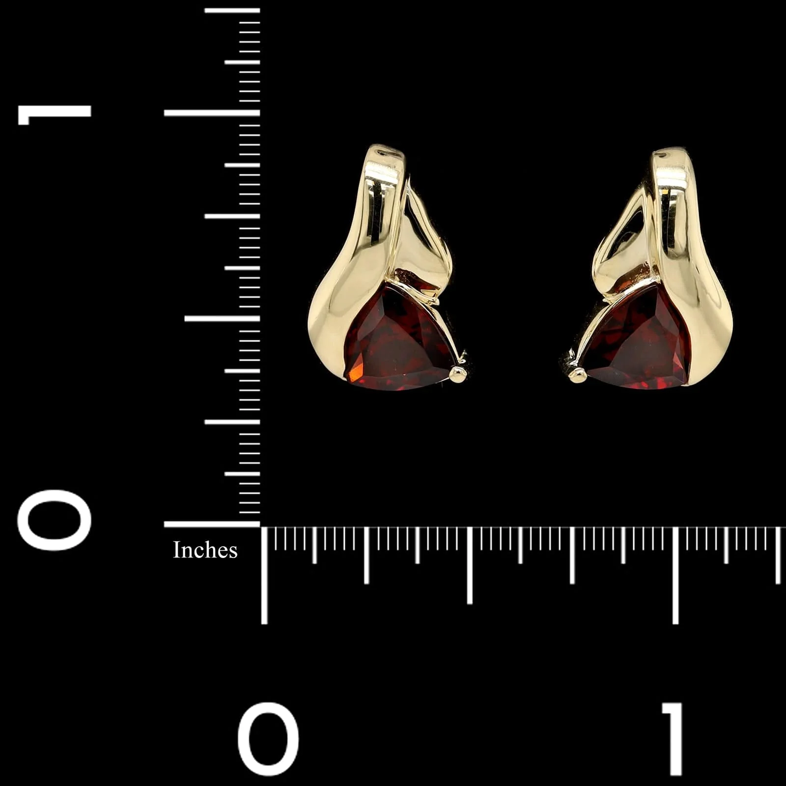 14K Yellow Gold Estate Garnet Earrings - Image 2