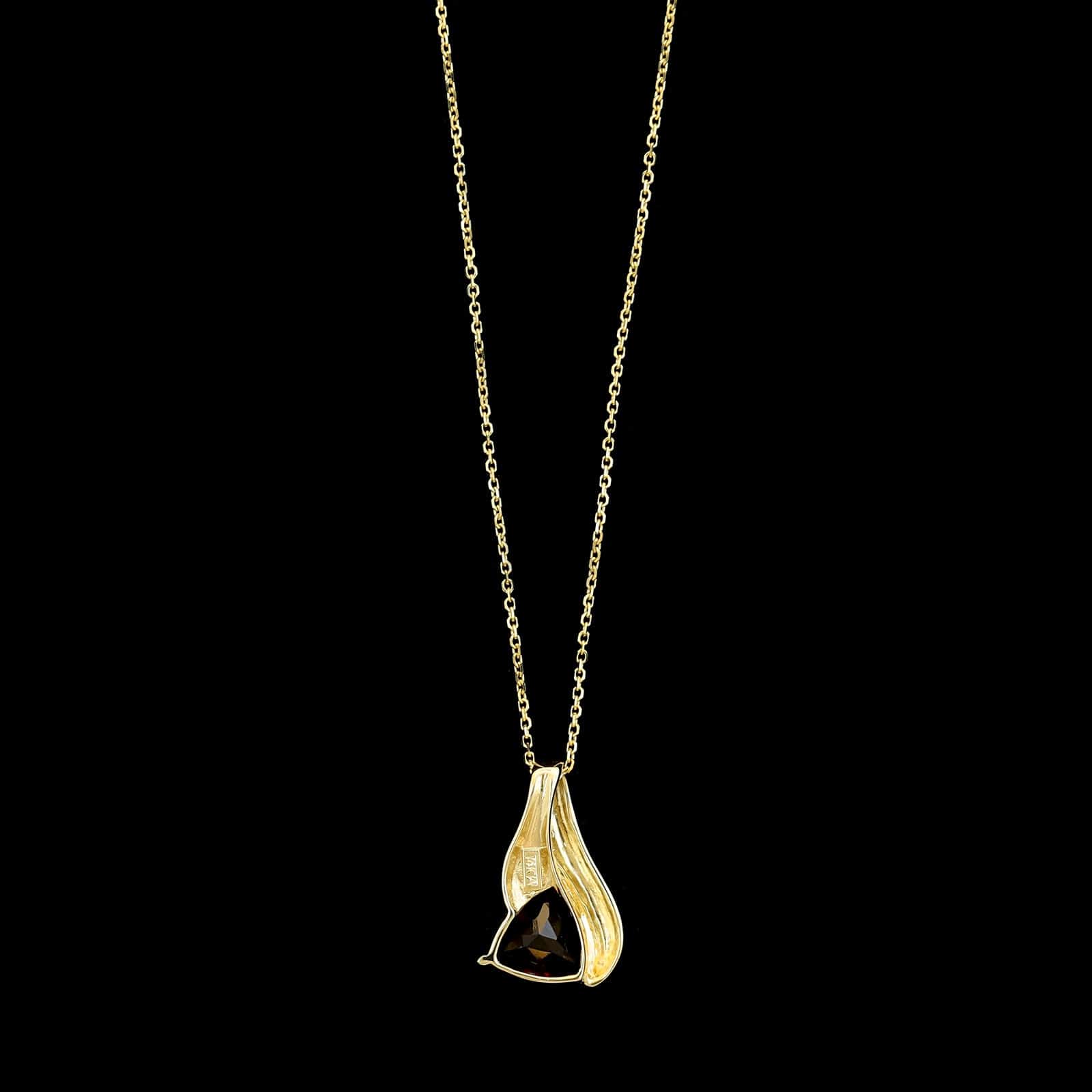 14K Yellow Gold Estate Garnet Pendant Necklace - Image 2