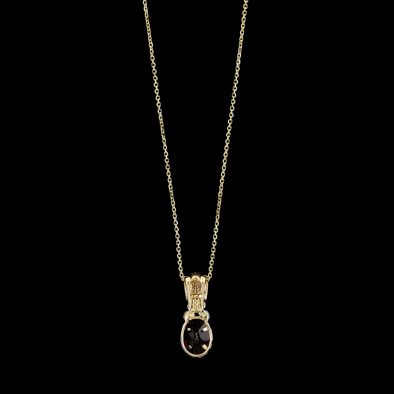 14K Yellow Gold Estate Garnet Pendant Necklace - Image 2