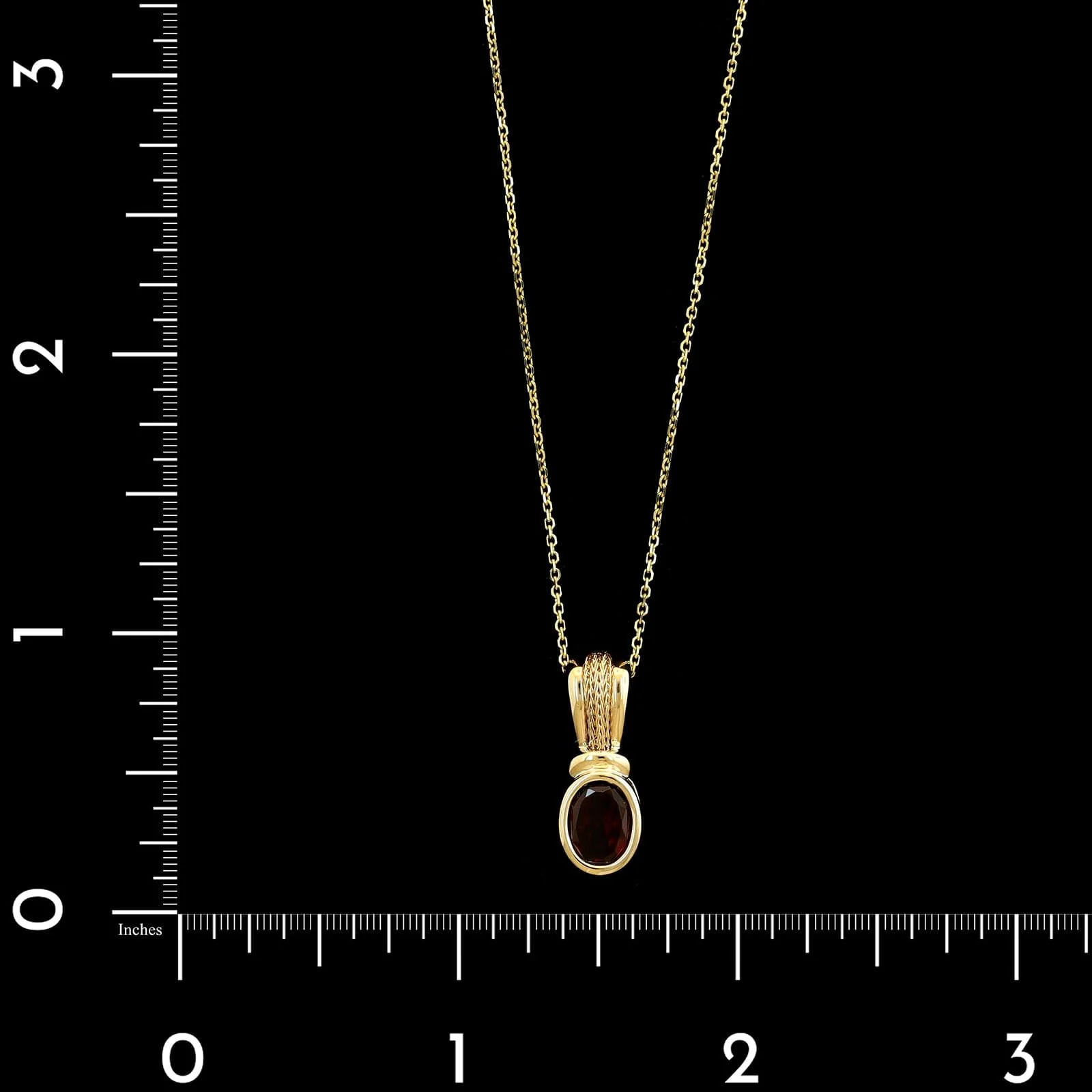 14K Yellow Gold Estate Garnet Pendant Necklace - Image 4