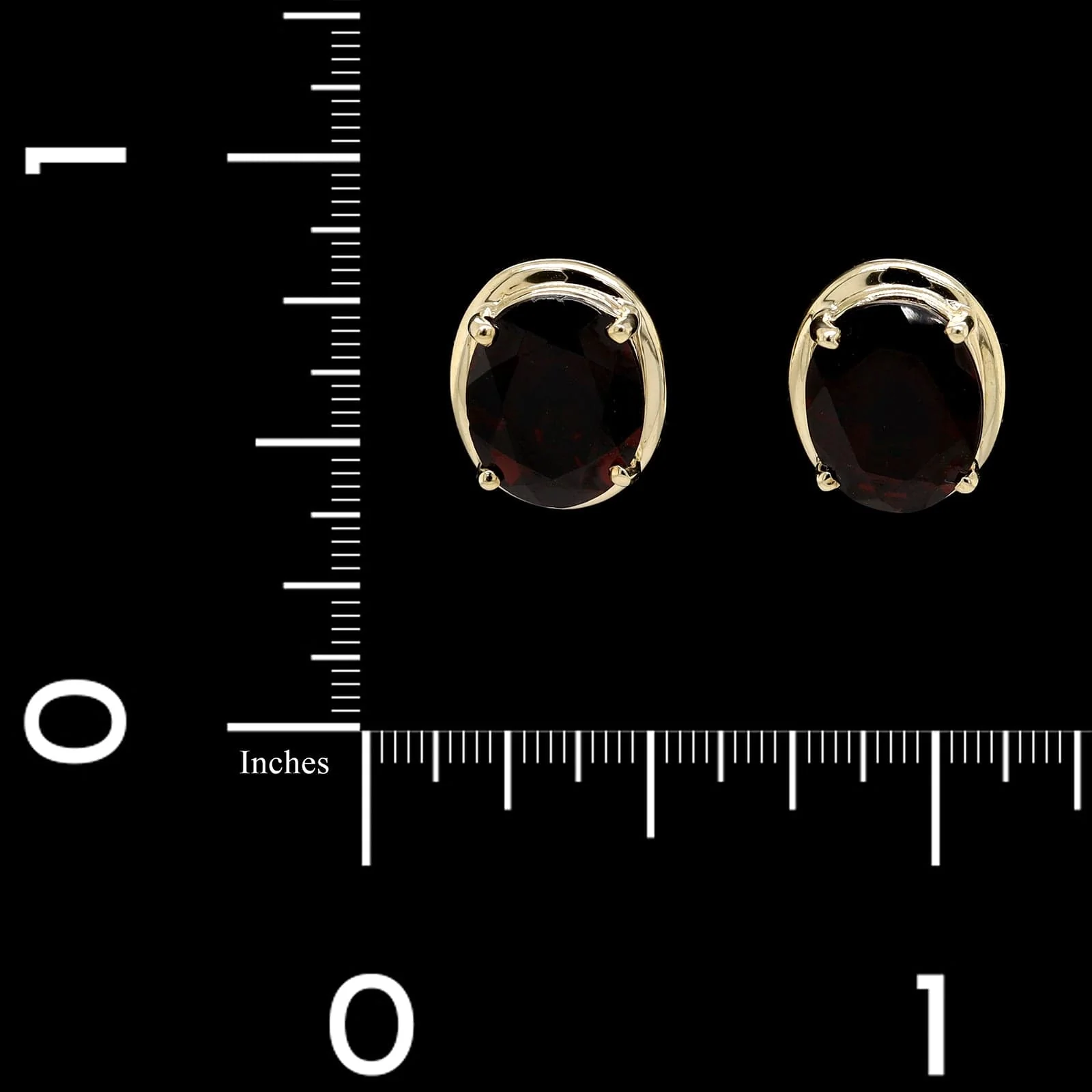 14K Yellow Gold Estate Garnet Stud Earrings - Image 3