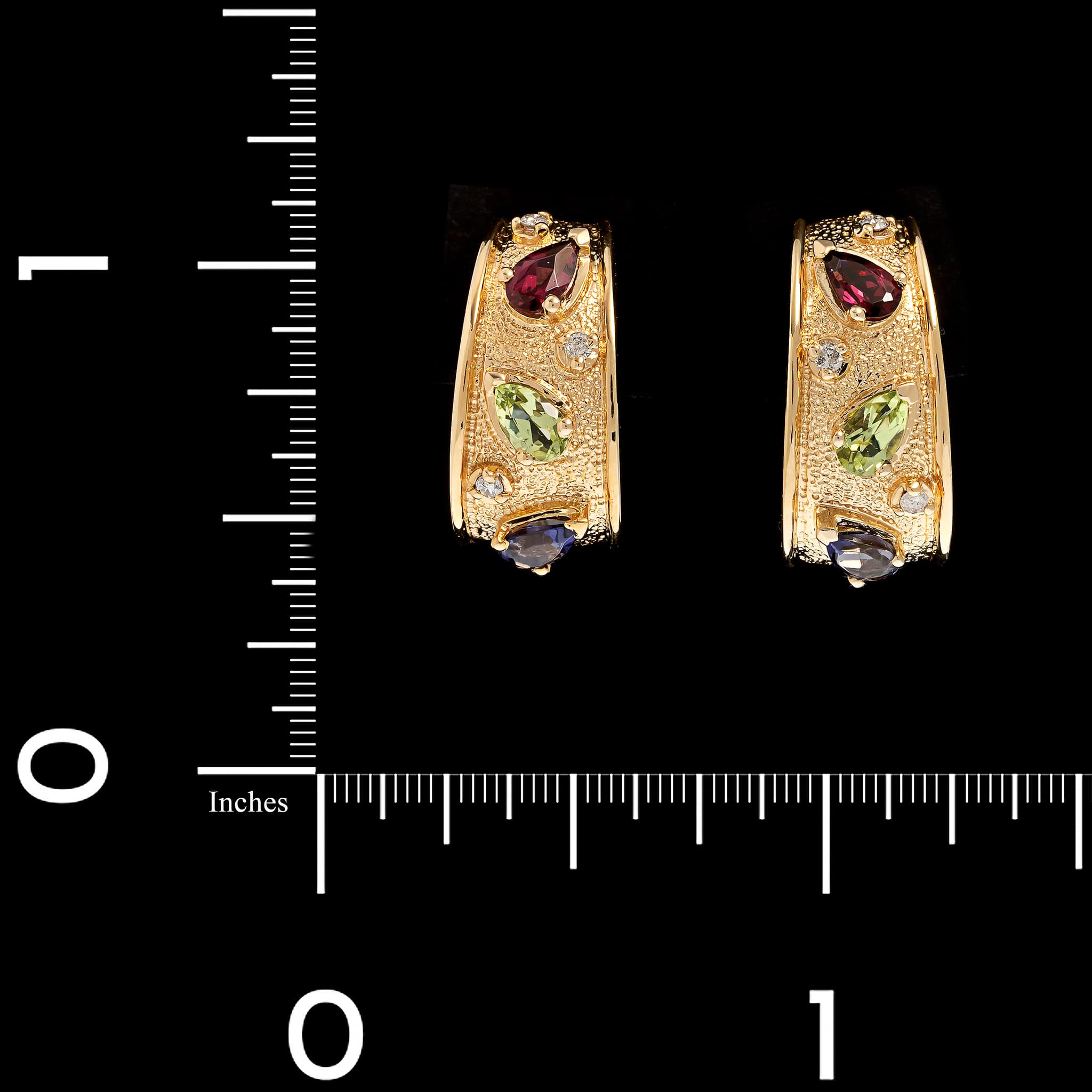 14K Yellow Gold Estate Gem-set Earrings - Image 2