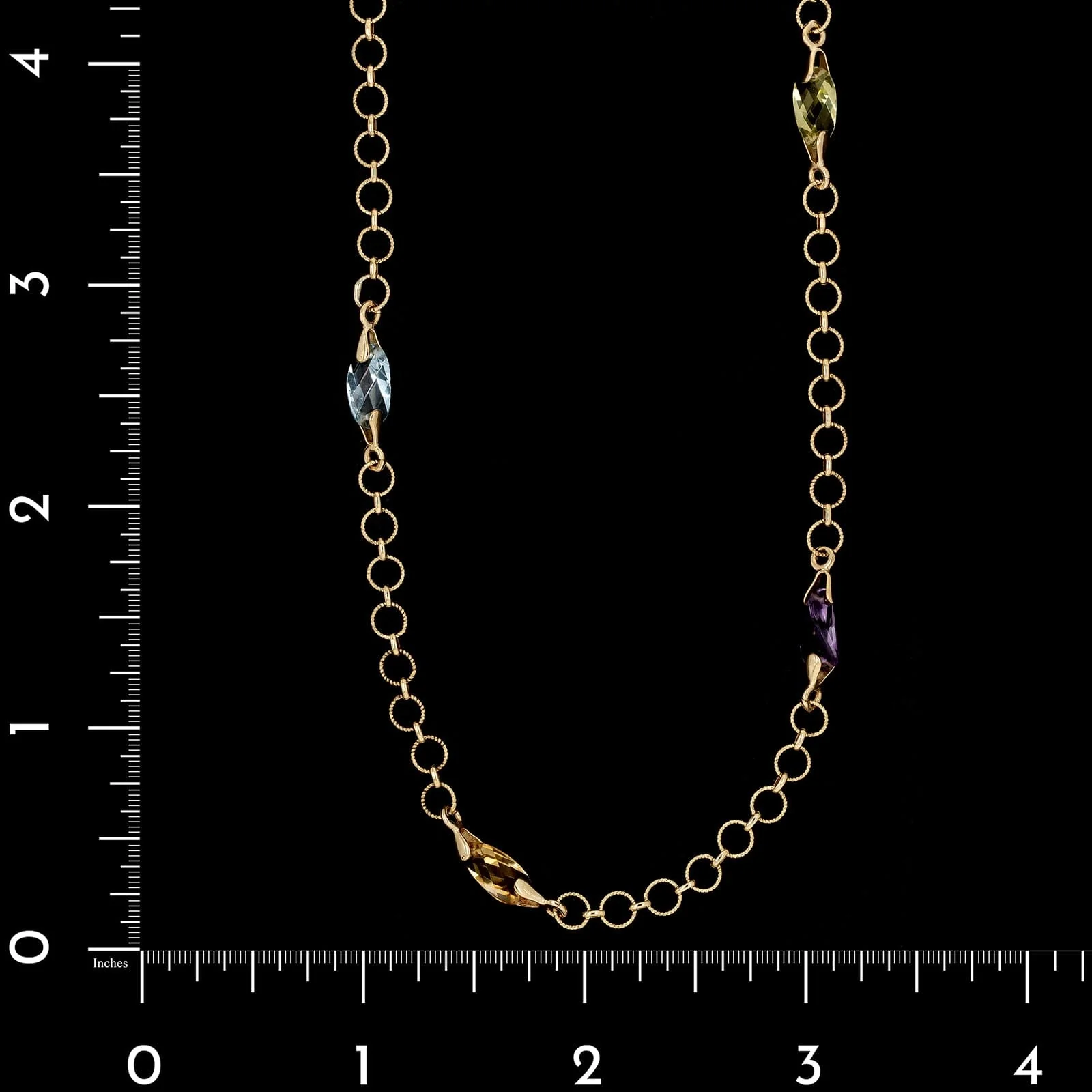 14K Yellow Gold Estate Gemstone Necklace - Image 3