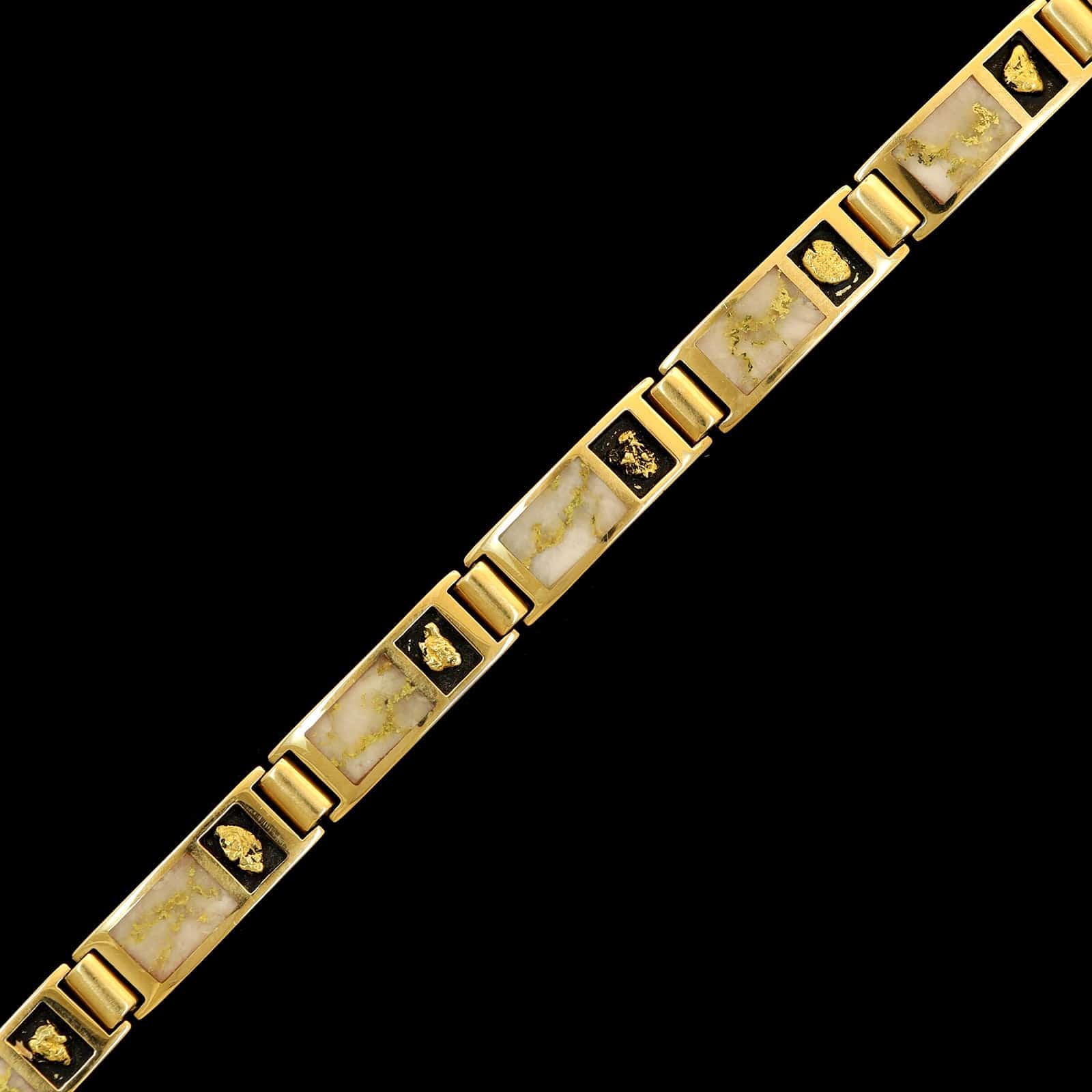 14K Yellow Gold Estate Gold Quartz Nugget Bracelet - Image 2