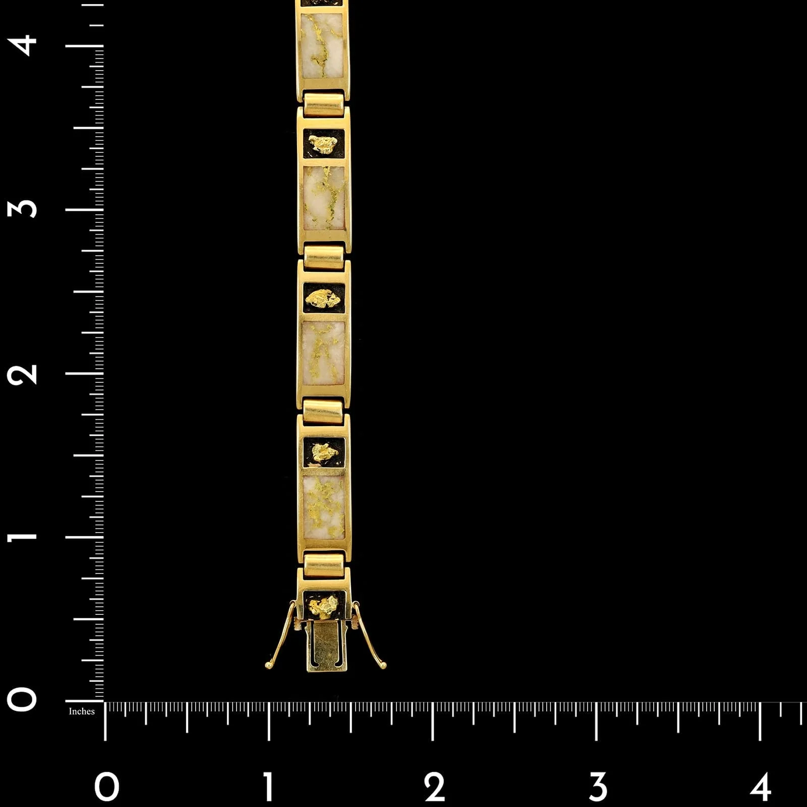 14K Yellow Gold Estate Gold Quartz Nugget Bracelet - Image 3