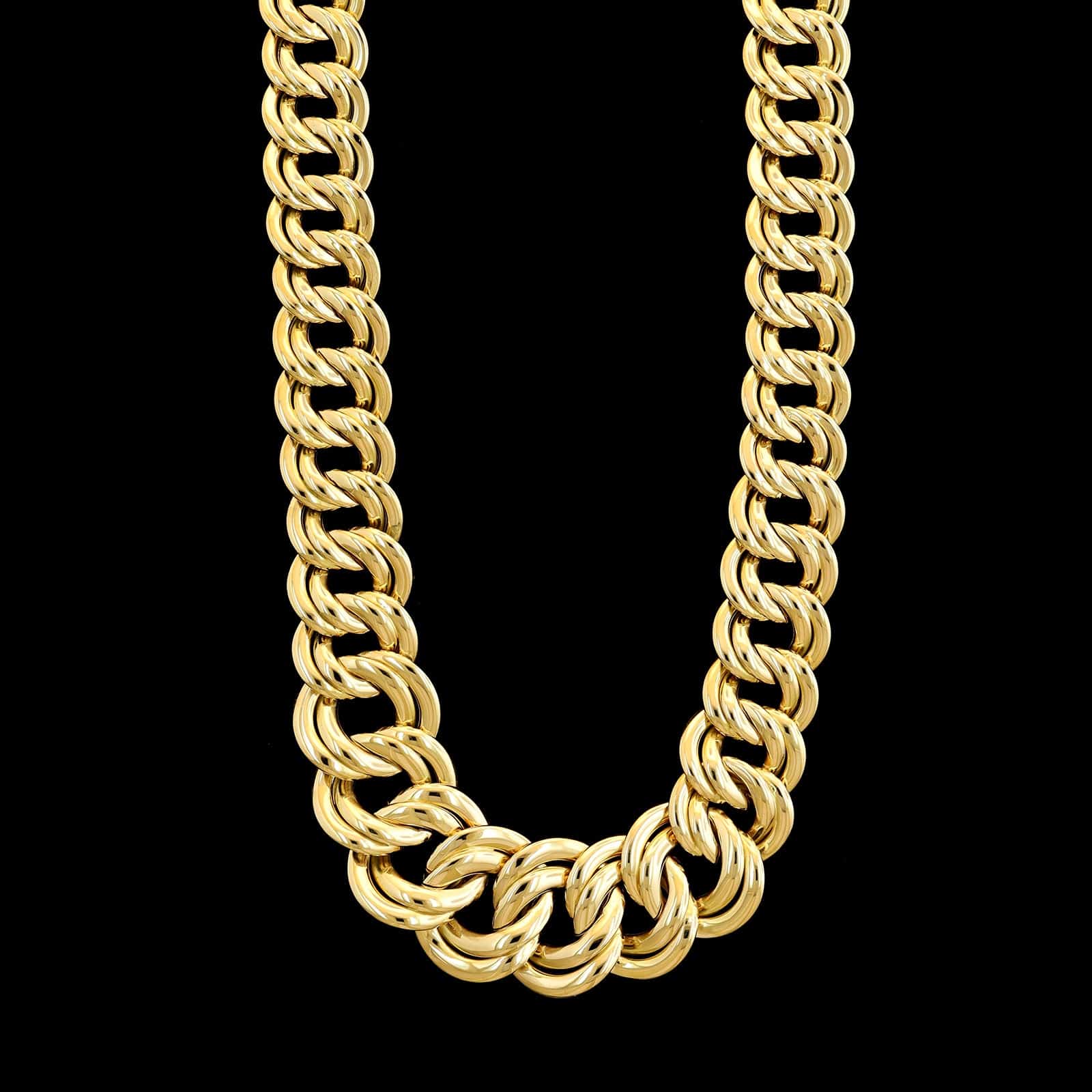 14K Yellow Gold Estate Graduated Double Link Necklace