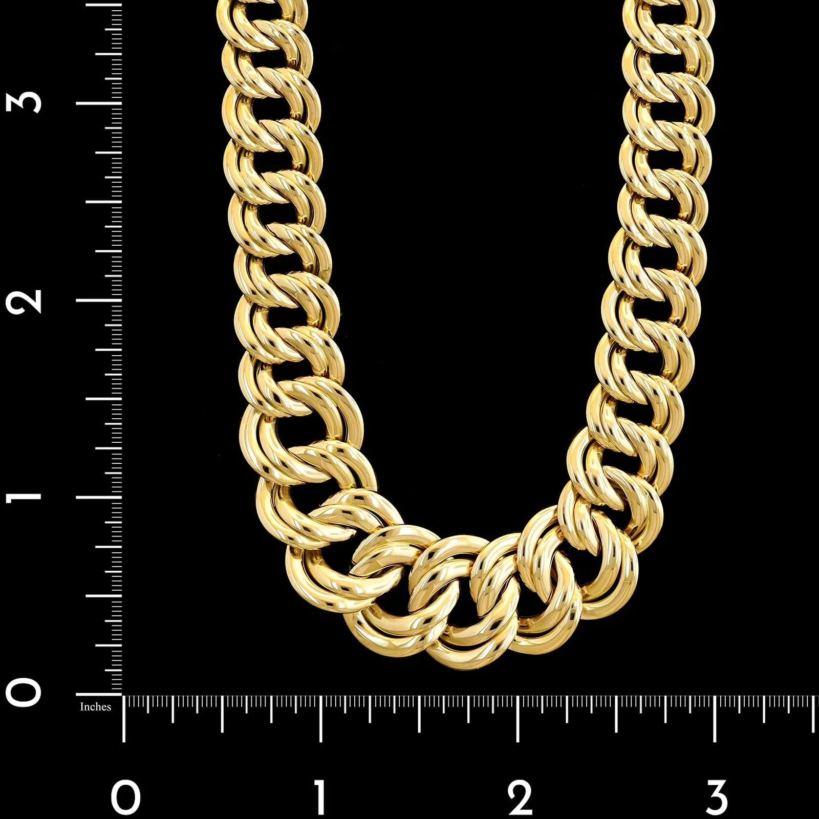 14K Yellow Gold Estate Graduated Double Link Necklace - Image 3