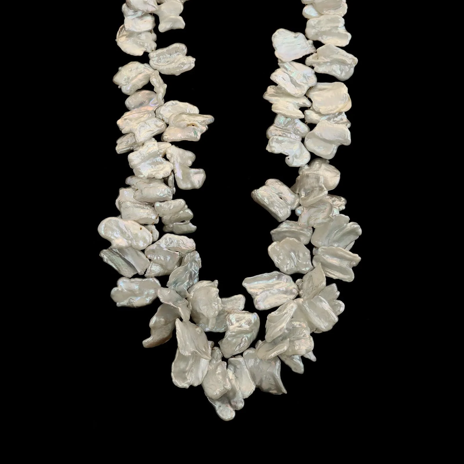 14K Yellow Gold Estate Graduated Keshi Cultured Pearl Necklace