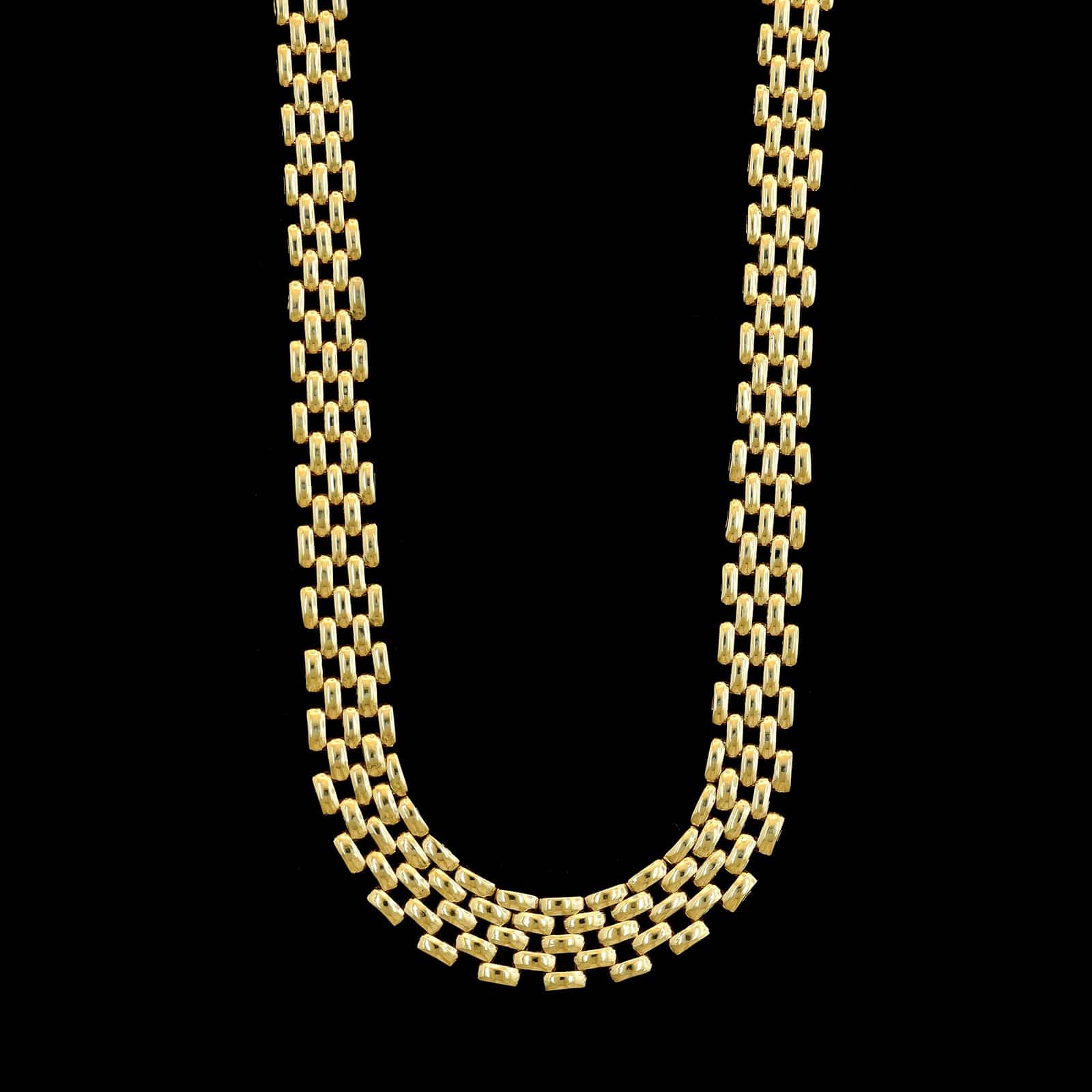 14K Yellow Gold Estate Graduated Panther Link Necklace