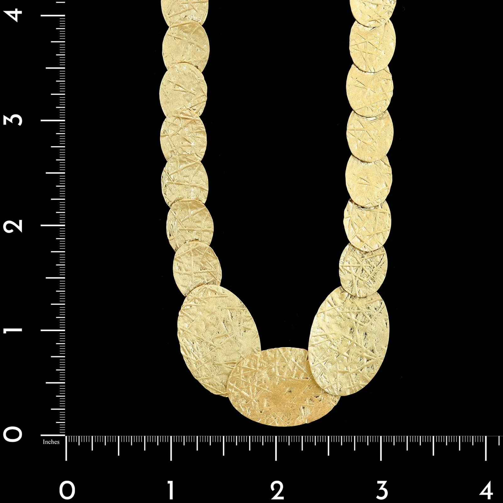 14K Yellow Gold Estate Graduated Textured Oval Link Necklace - Image 4