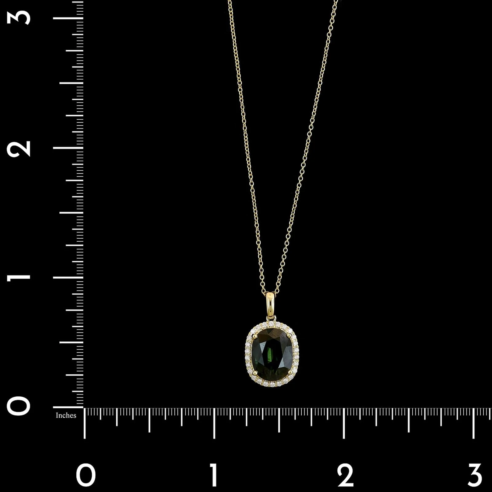 14K Yellow Gold Estate Green Sapphire and Diamond Pendant Necklace - Image 4