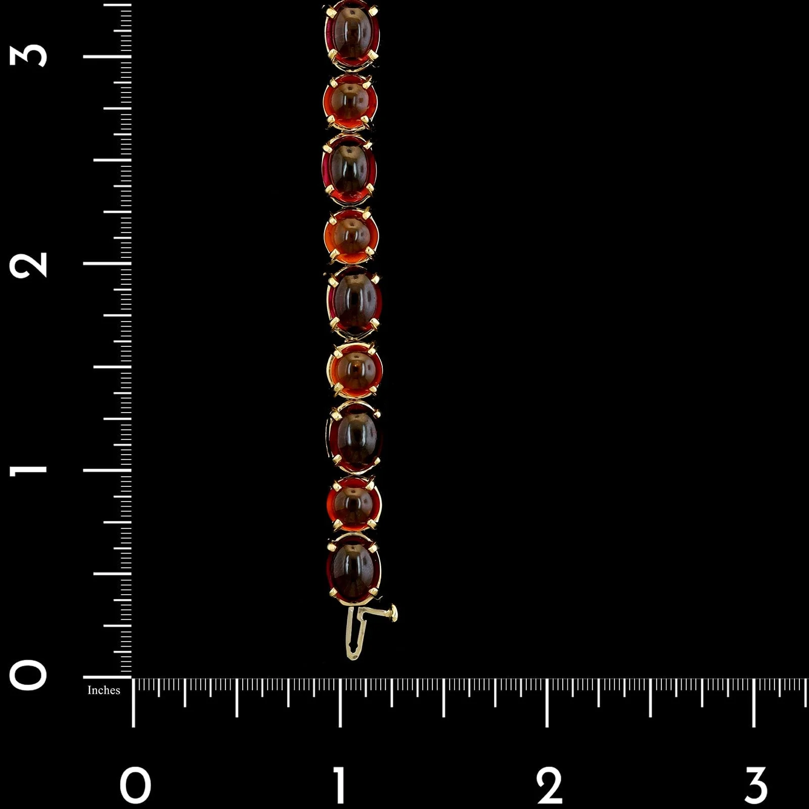 14K Yellow Gold Estate Hessonite and Rhodolite Garnet Cabochon Bracelet - Image 4