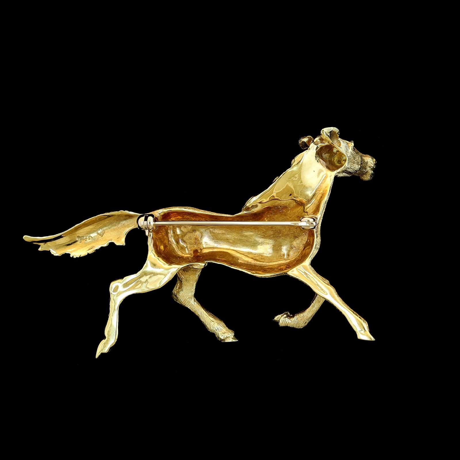 14K Yellow Gold Estate Horse Pin - Image 2
