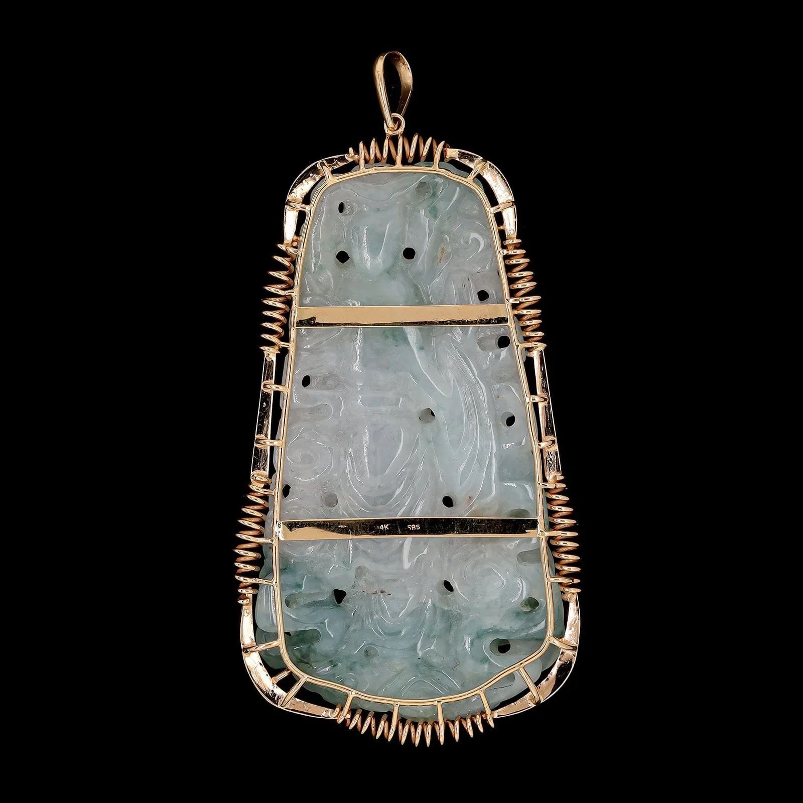 14K Yellow Gold Estate Jadeite Pendant - Image 2