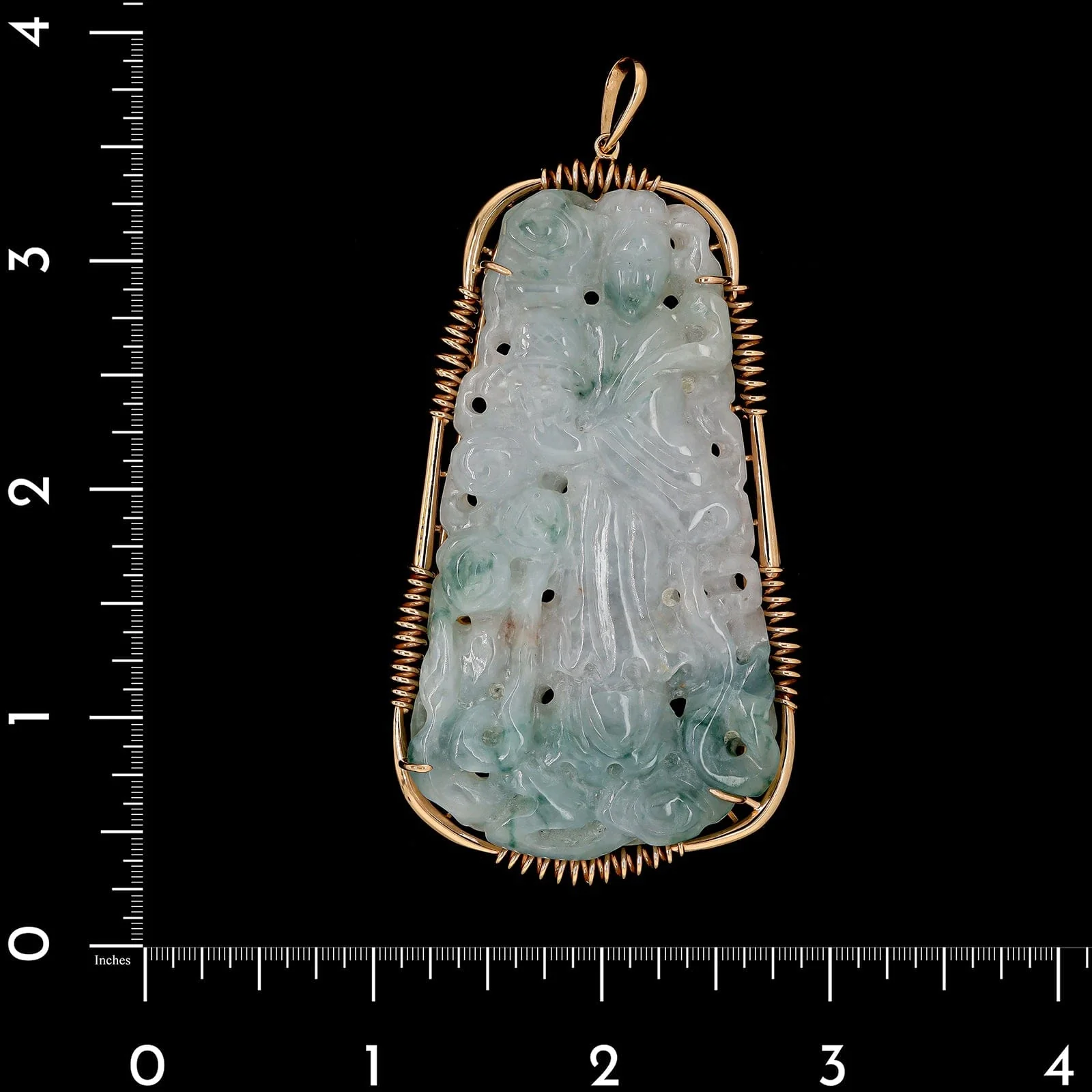14K Yellow Gold Estate Jadeite Pendant - Image 3