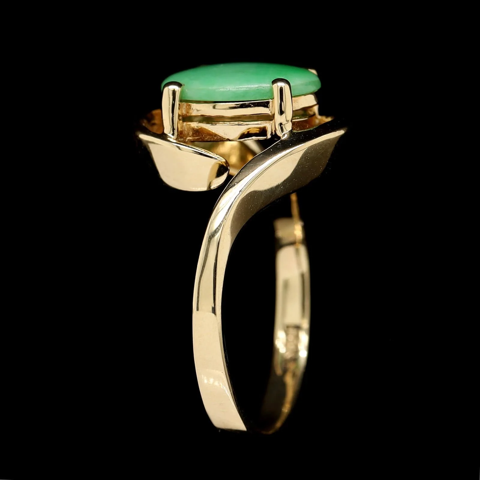 14K Yellow Gold Estate Jadeite Ring - Image 2