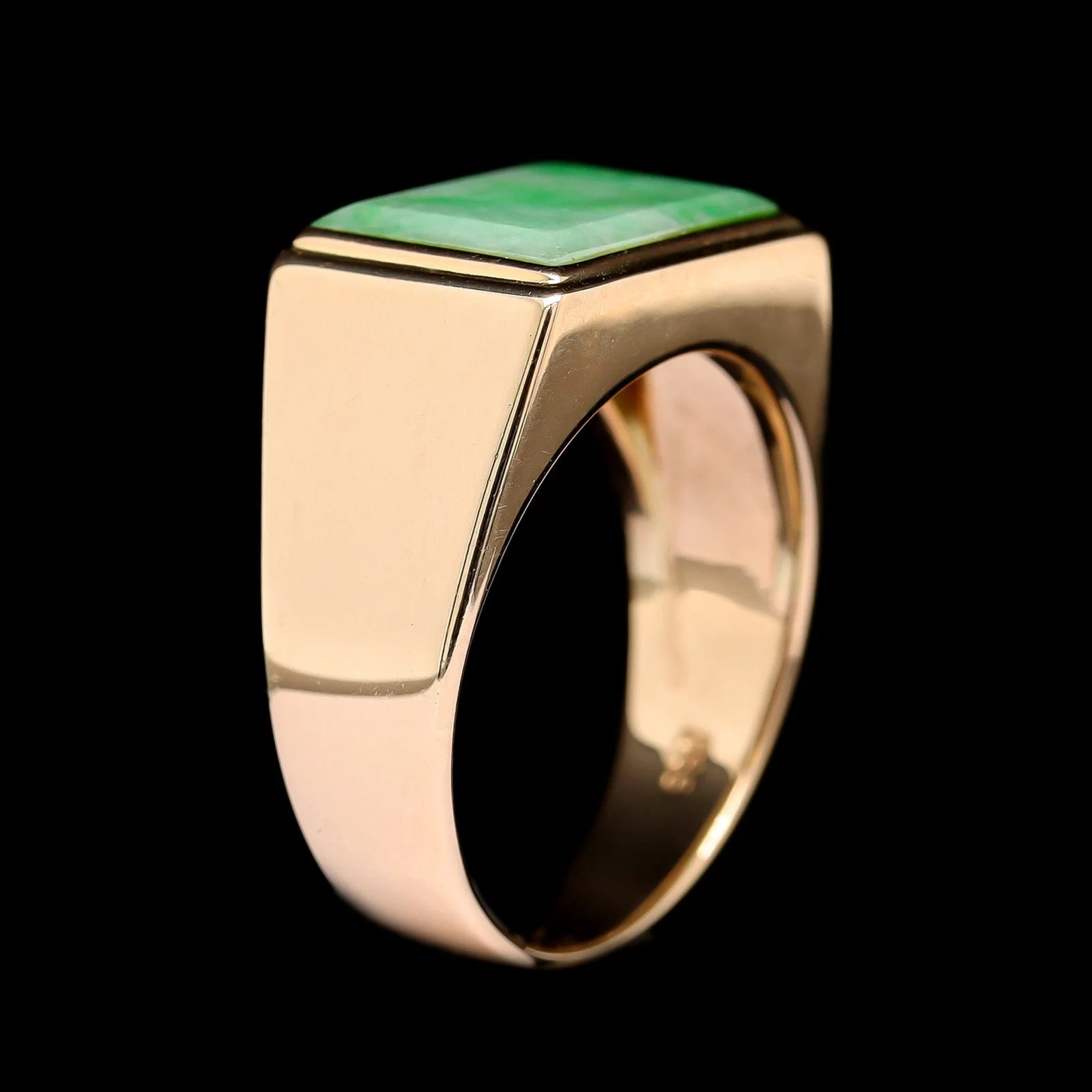 14K Yellow Gold Estate Jadeite Ring - Image 2