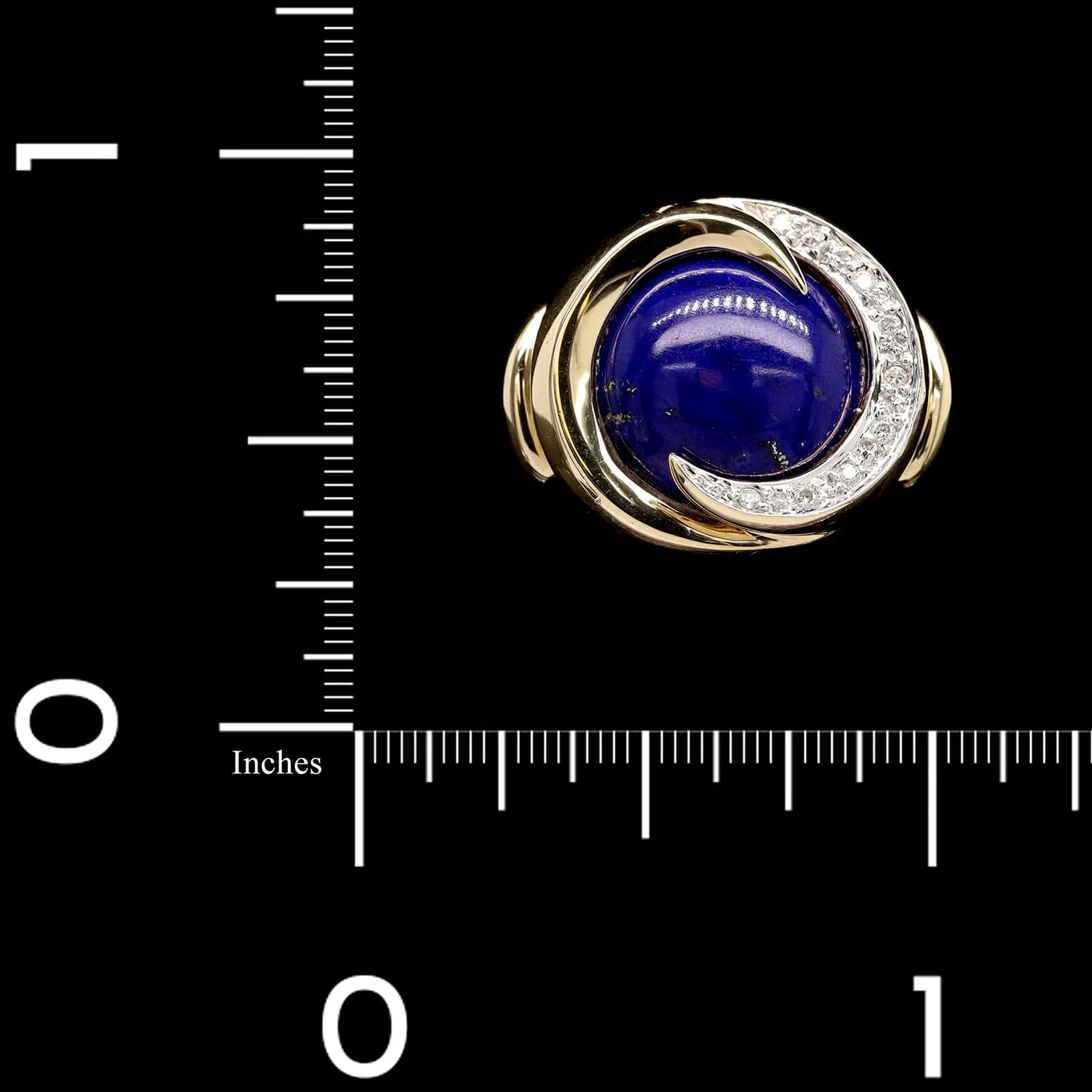 14K Yellow Gold Estate Lapis and Diamond Ring - Image 4