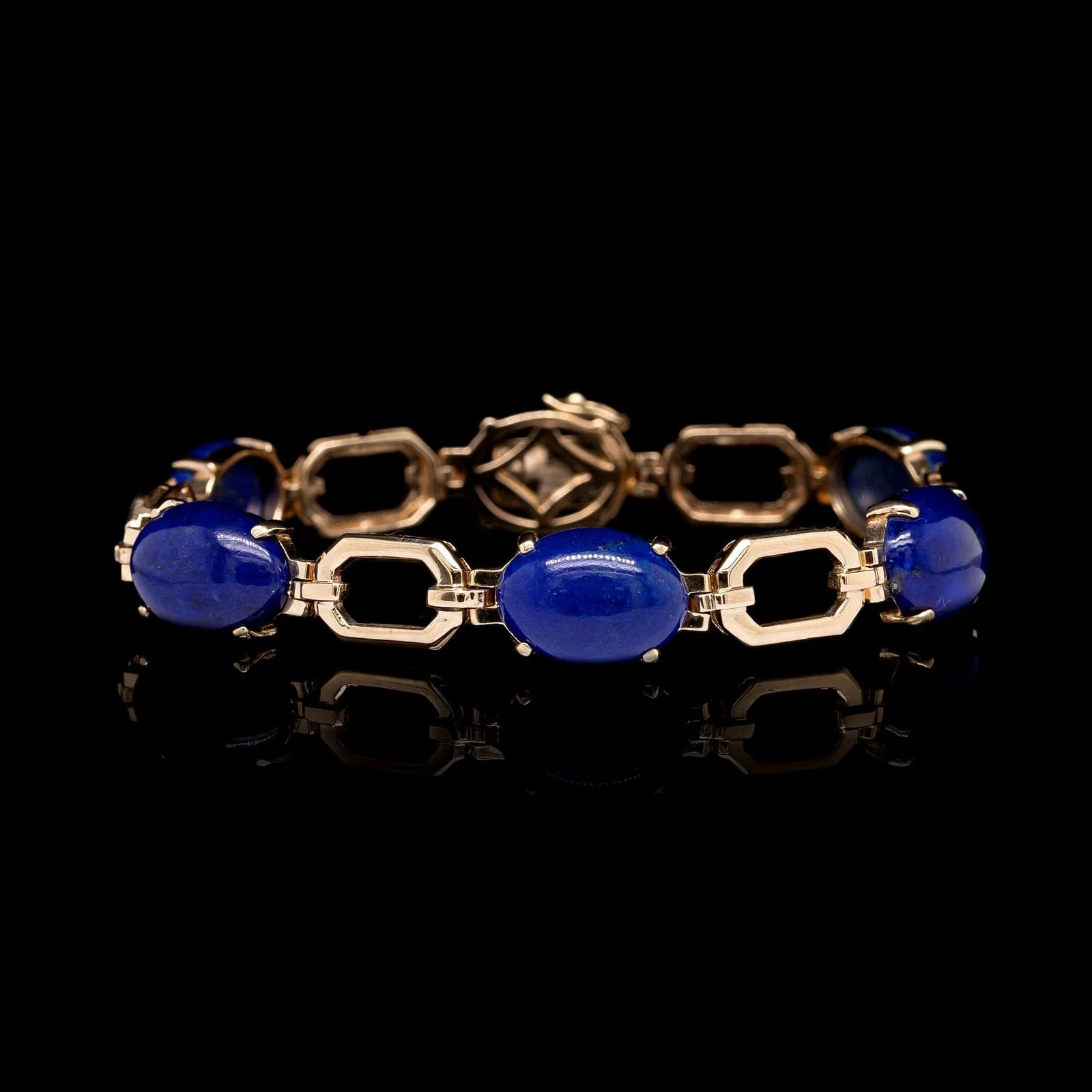 14K Yellow Gold Estate Lapis Bracelet