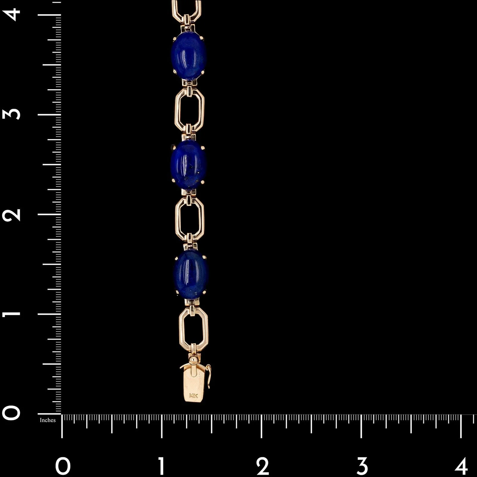 14K Yellow Gold Estate Lapis Bracelet - Image 3