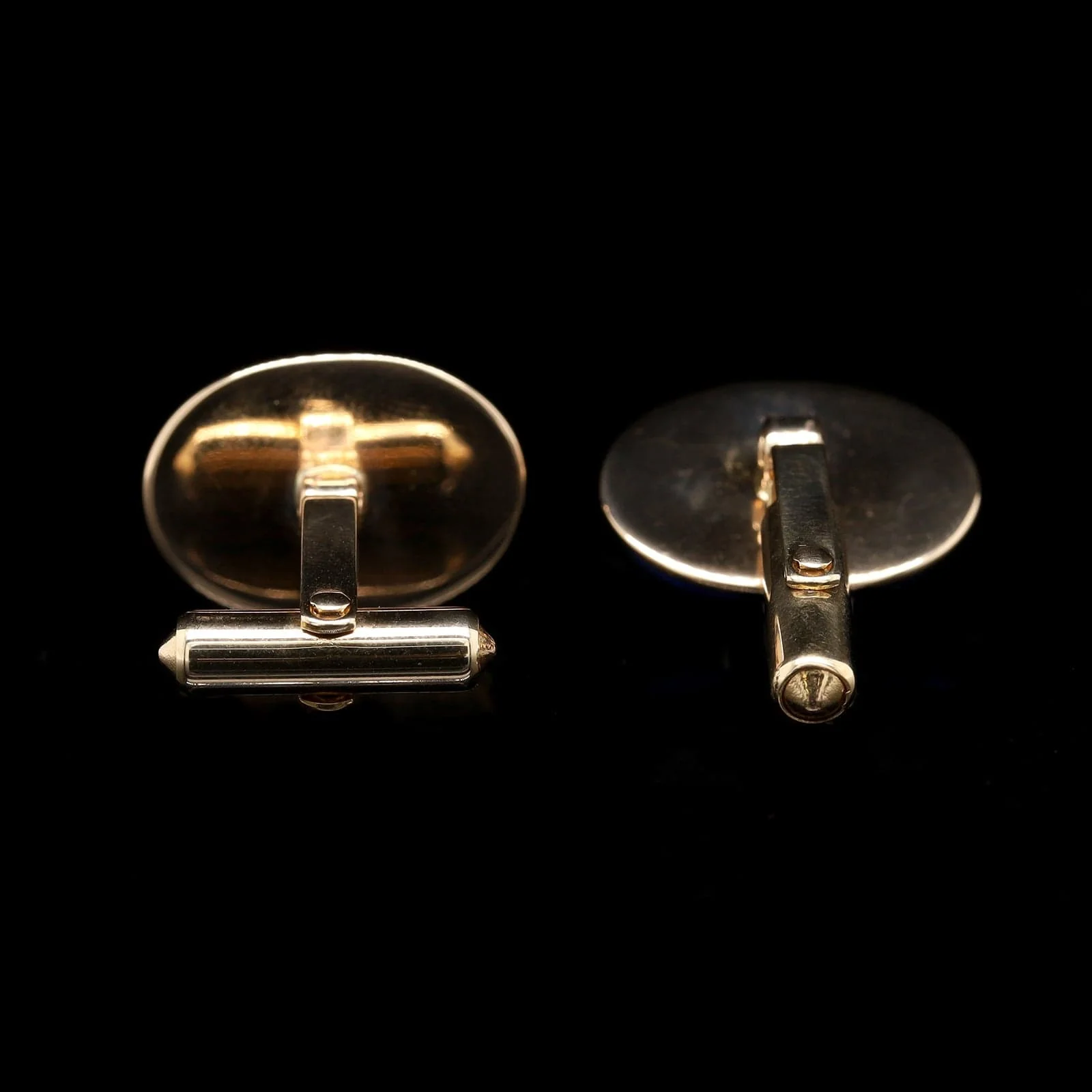14K Yellow Gold Estate Lapis Cufflinks - Image 2