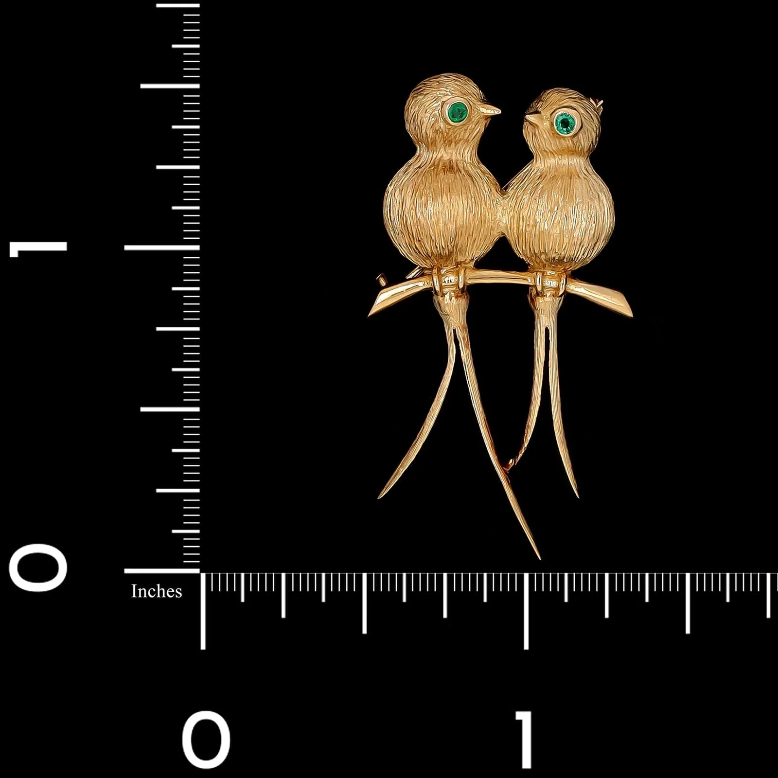 14K Yellow Gold Estate Lovebirds Pin - Image 2