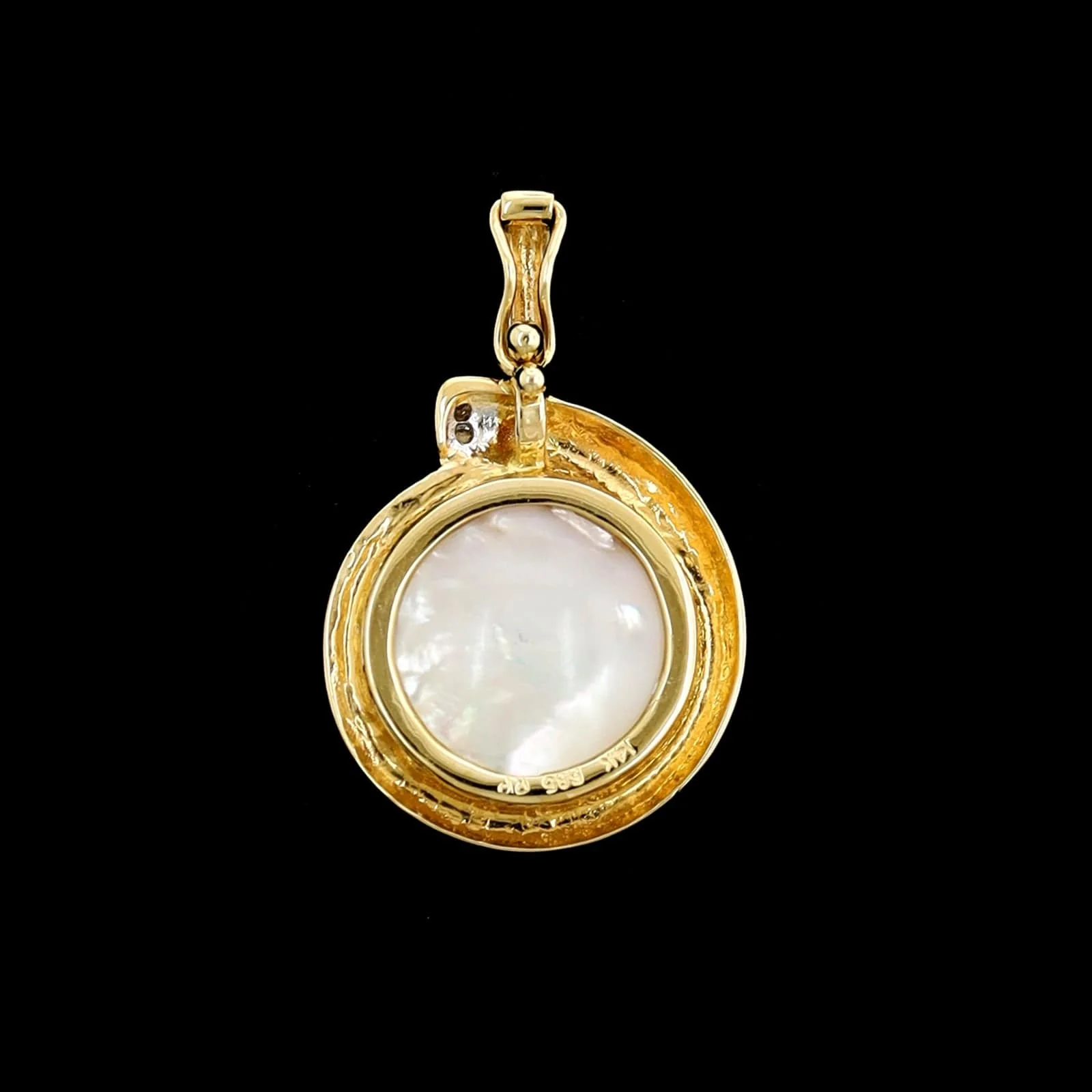 14K Yellow Gold Estate Mabe Pearl and Diamond Enhancer - Image 2