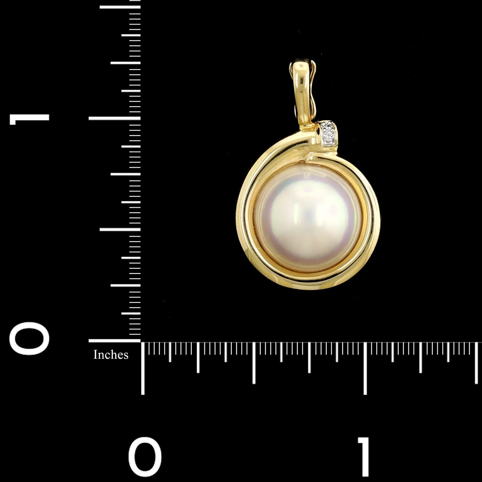 14K Yellow Gold Estate Mabe Pearl and Diamond Enhancer - Image 3