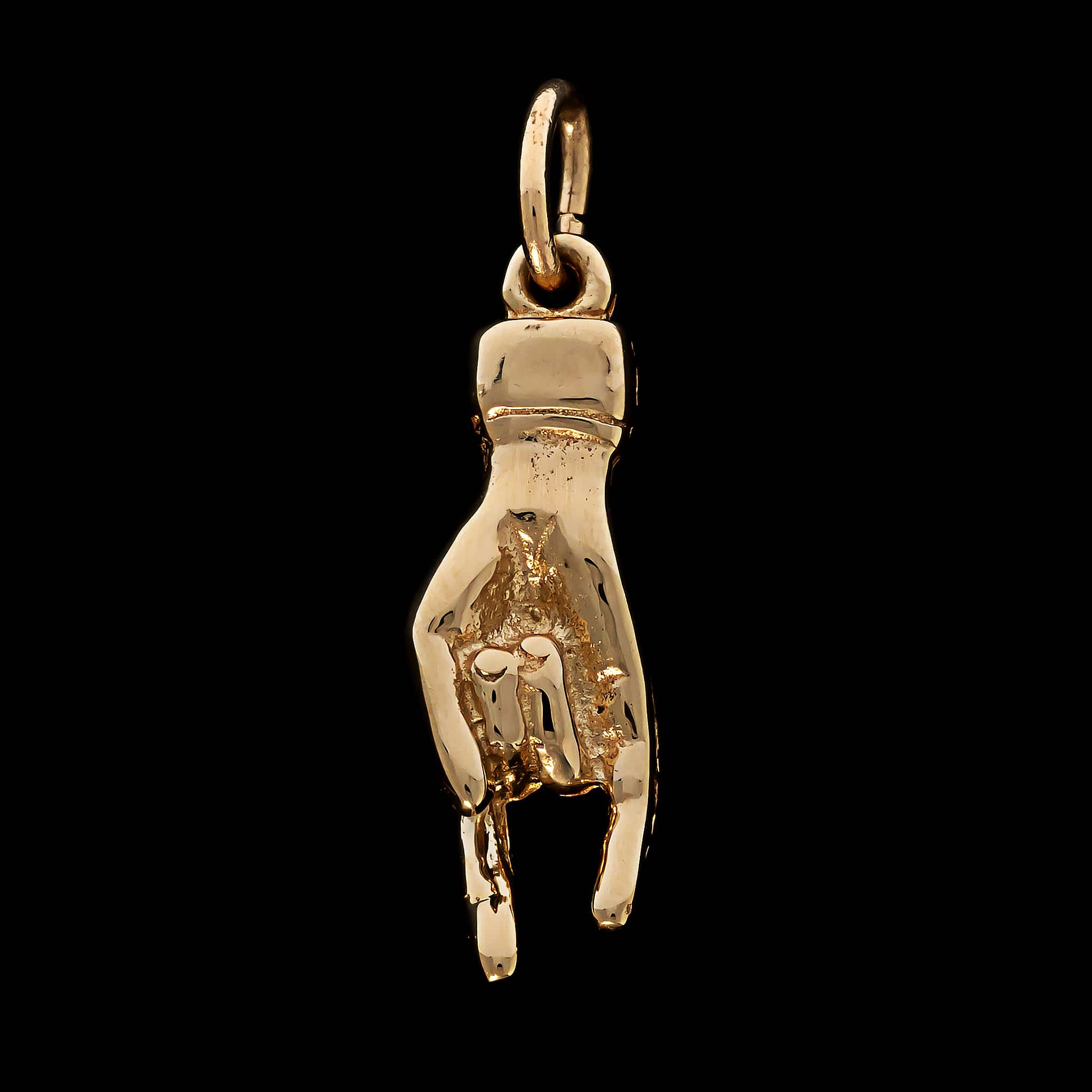 14K Yellow Gold Estate Mano Cornuto Hand Charm - Image 2