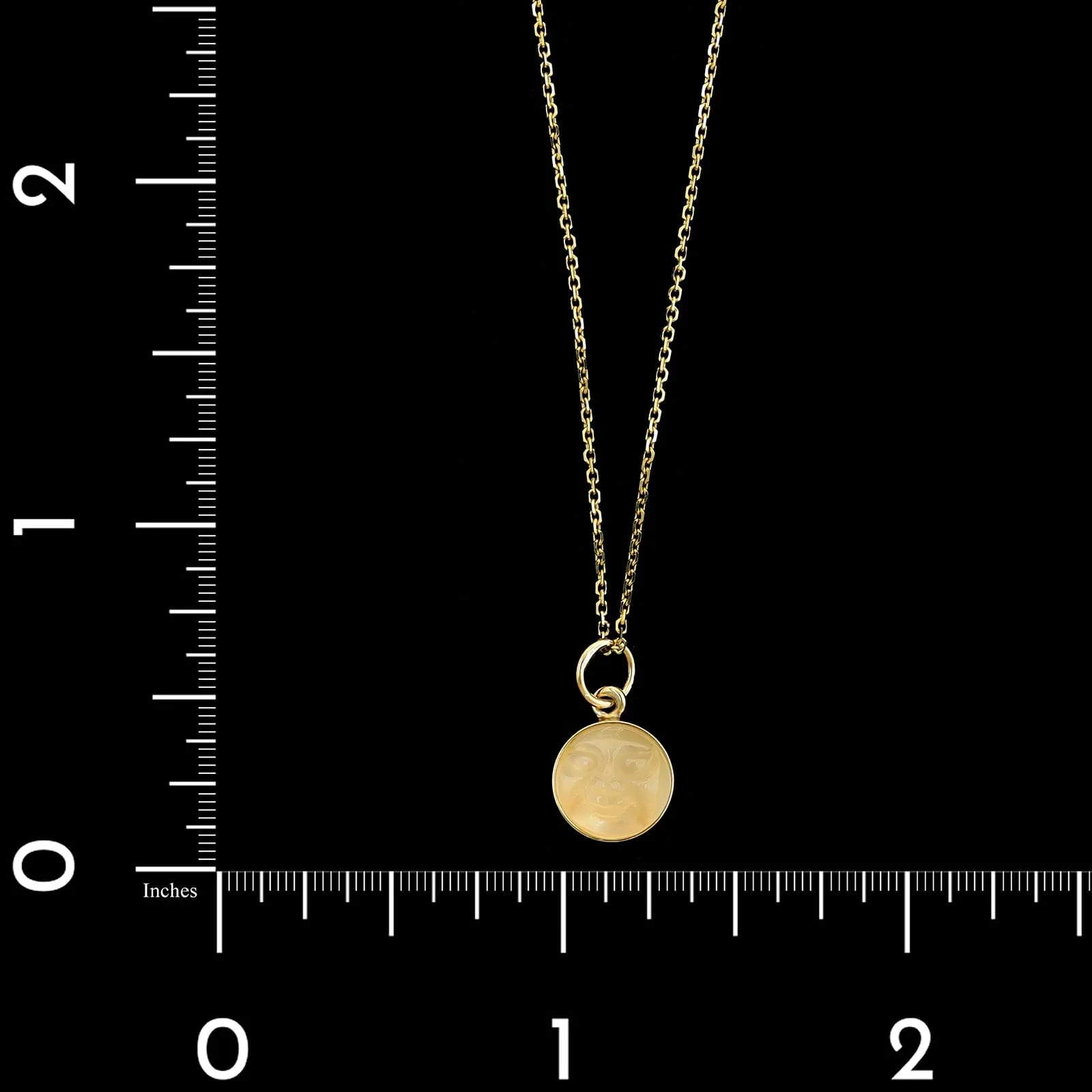 14K Yellow Gold Estate Moonstone Face Pendant Necklace - Image 4