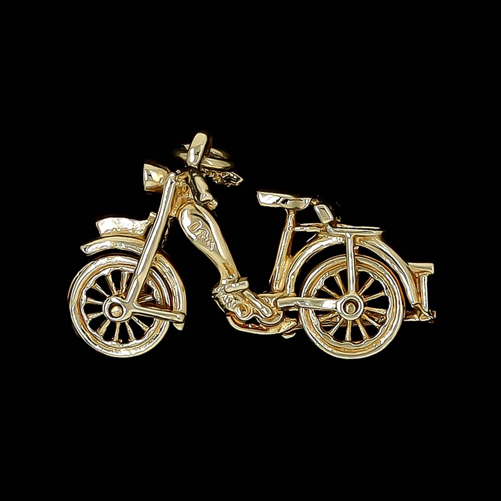 14K Yellow Gold Estate Motorcycle Charm - Image 2