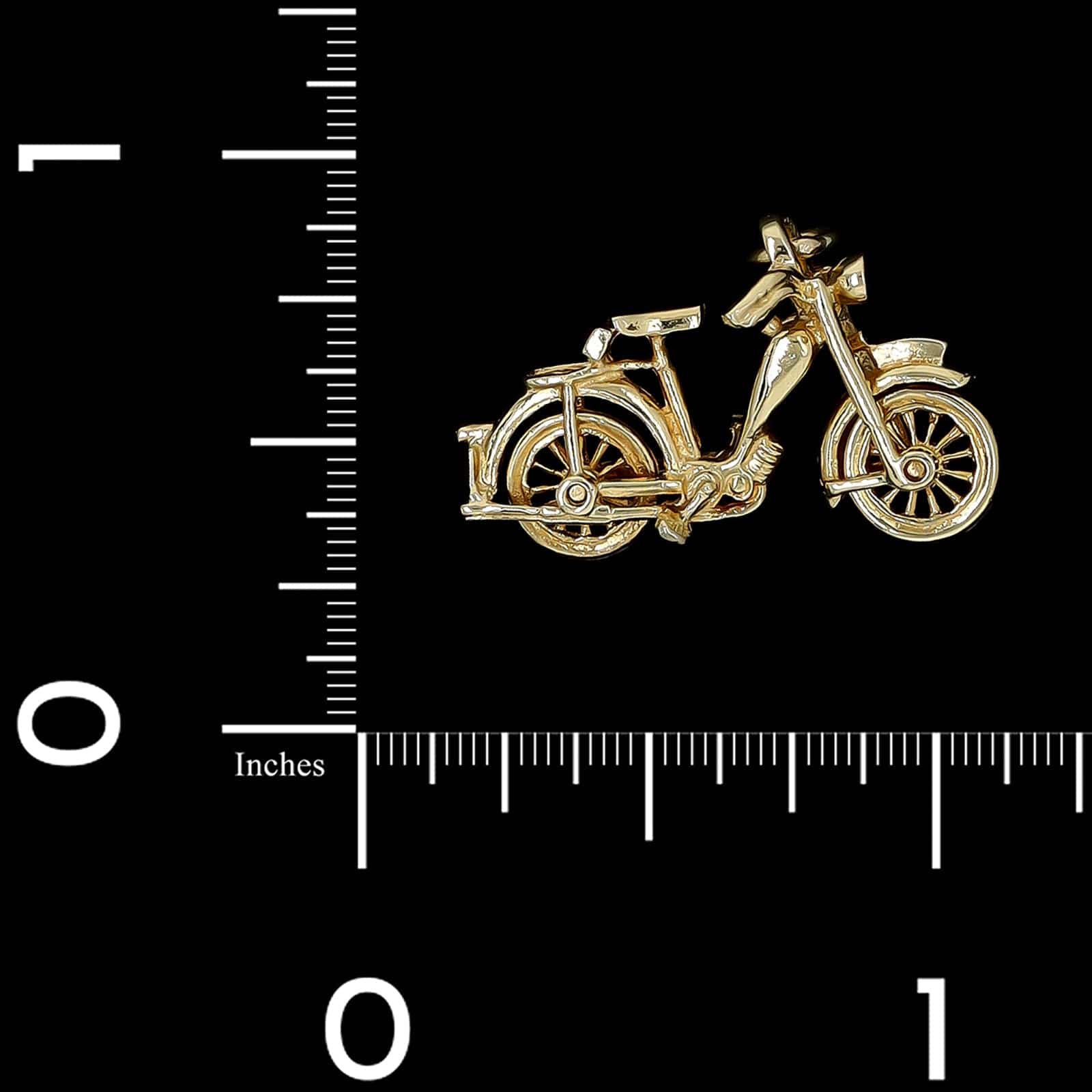 14K Yellow Gold Estate Motorcycle Charm - Image 3