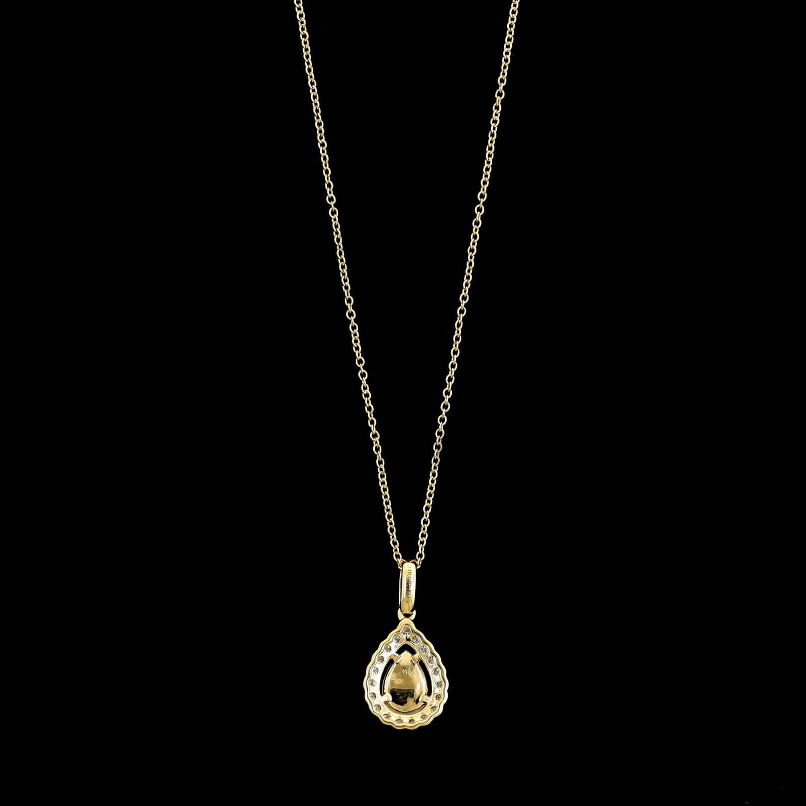 14K Yellow Gold Estate Opal and Diamond Pendant Necklace - Image 2