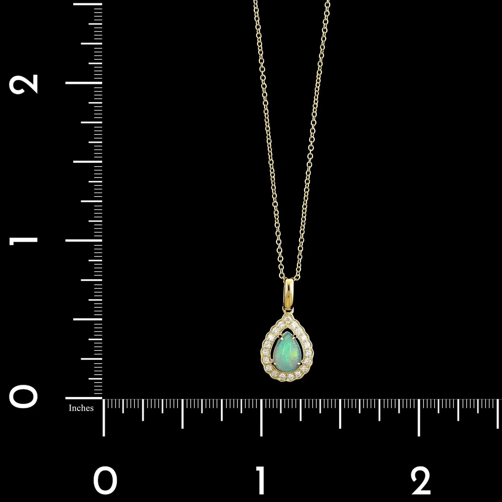14K Yellow Gold Estate Opal and Diamond Pendant Necklace - Image 4