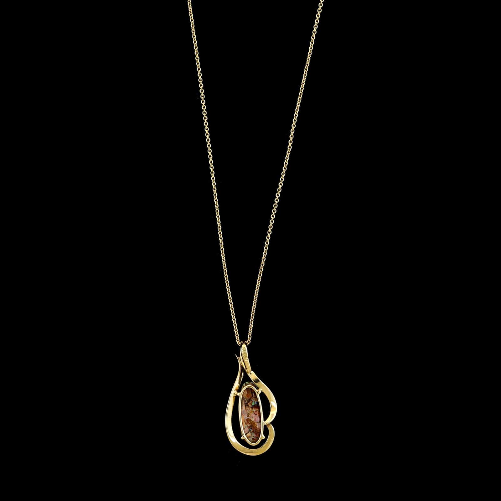 14K Yellow Gold Estate Opal Pendant Necklace - Image 2