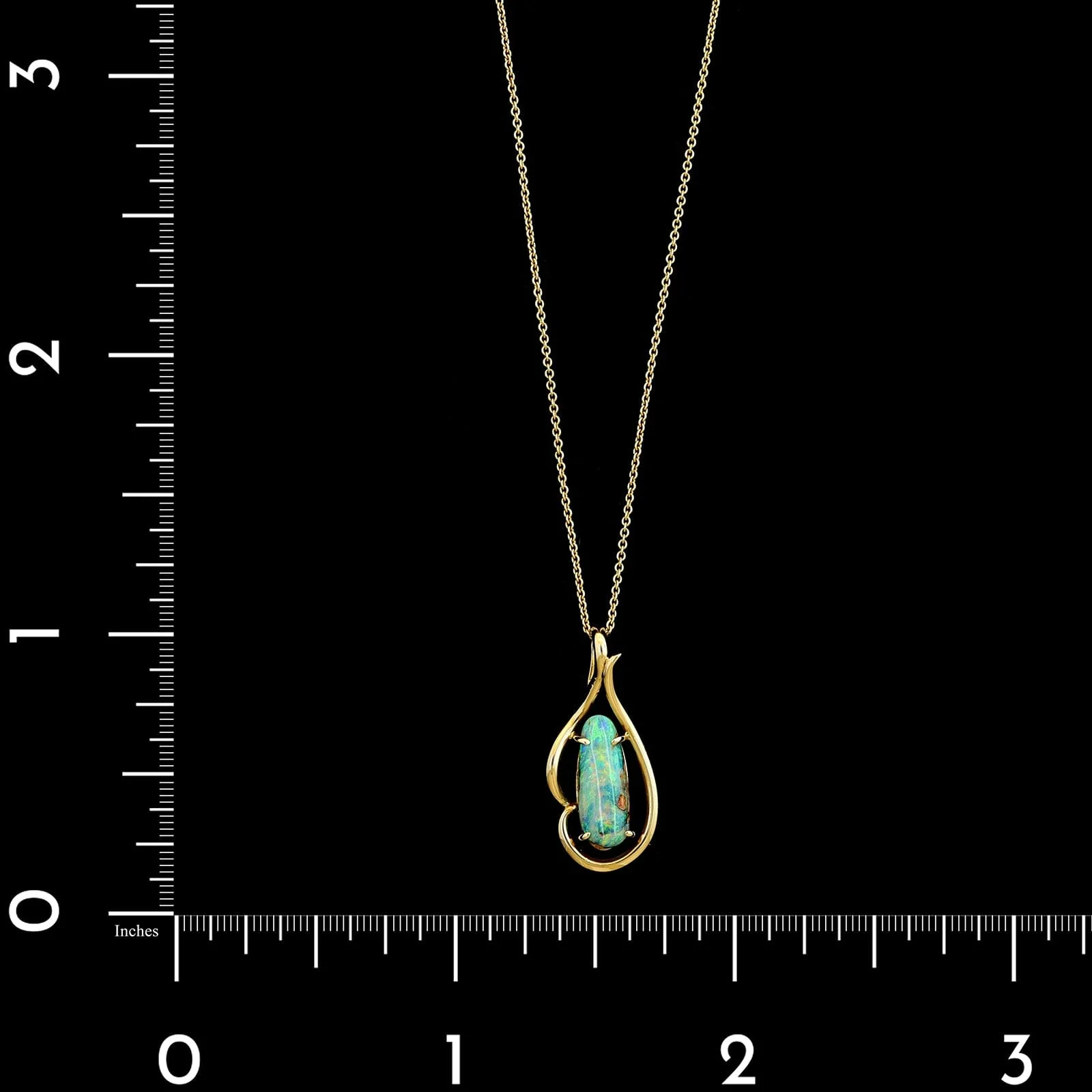 14K Yellow Gold Estate Opal Pendant Necklace - Image 4
