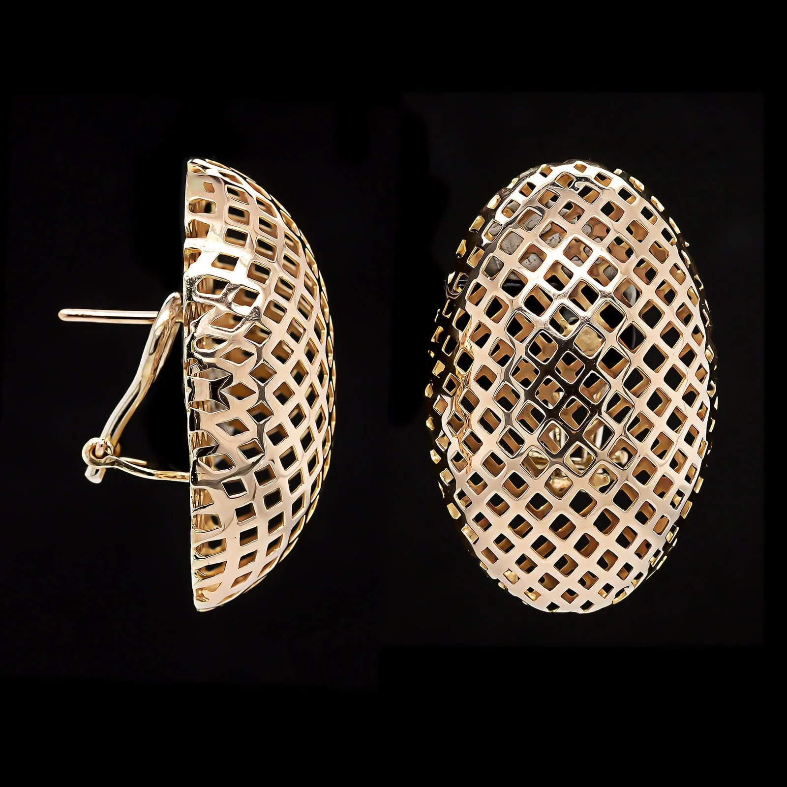 14K Yellow Gold Estate Oval Dome Earrings