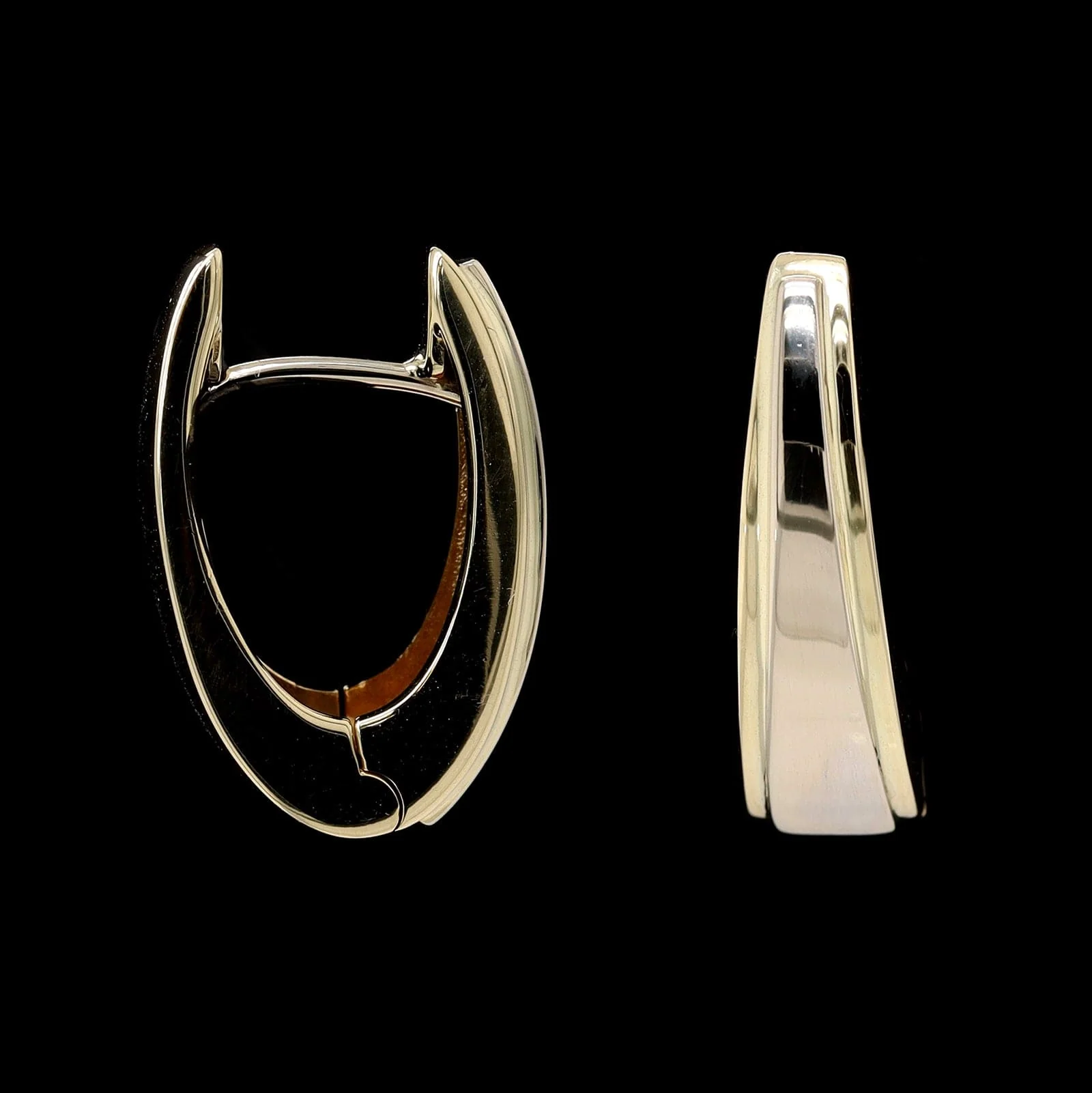 14K Yellow Gold Estate Oval Hoop Earrings