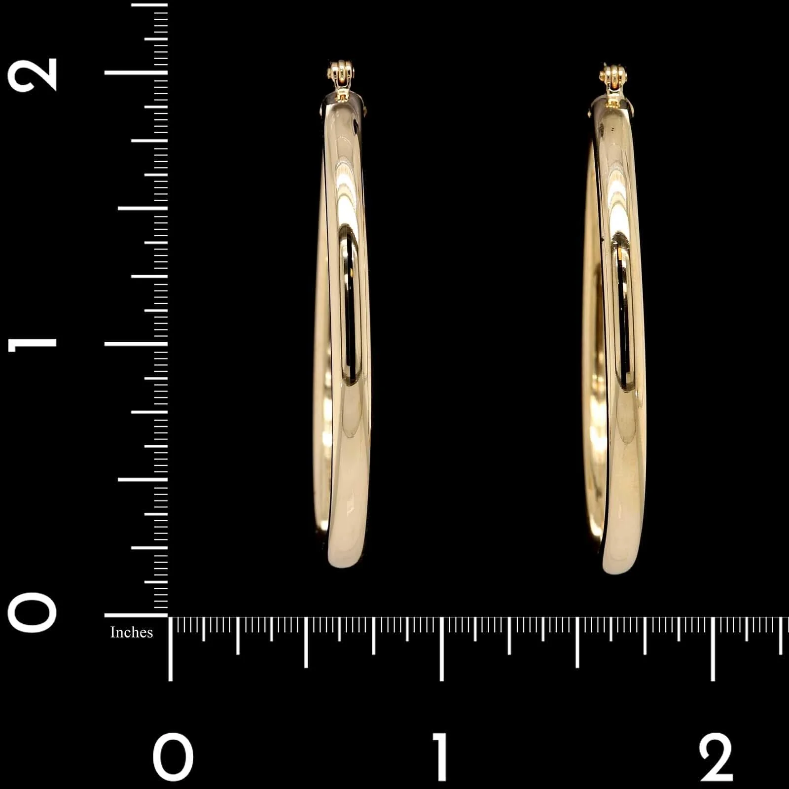 14K Yellow Gold Estate Oval Hoop Earrings - Image 2
